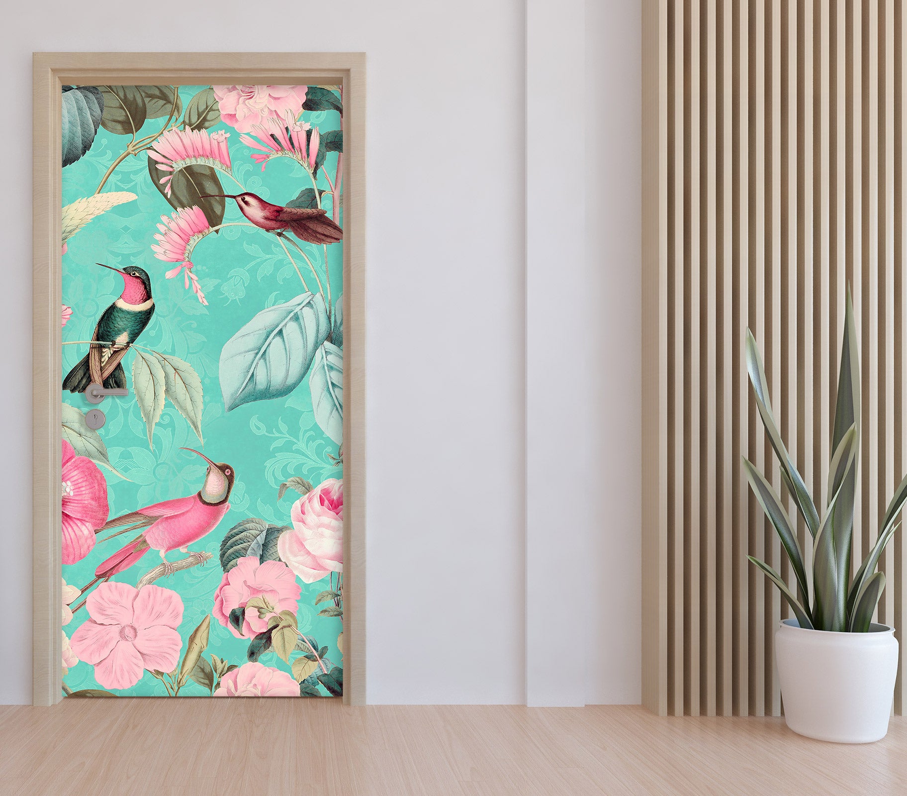 3D Flowers Leaves Bird 118136 Andrea Haase Door Mural