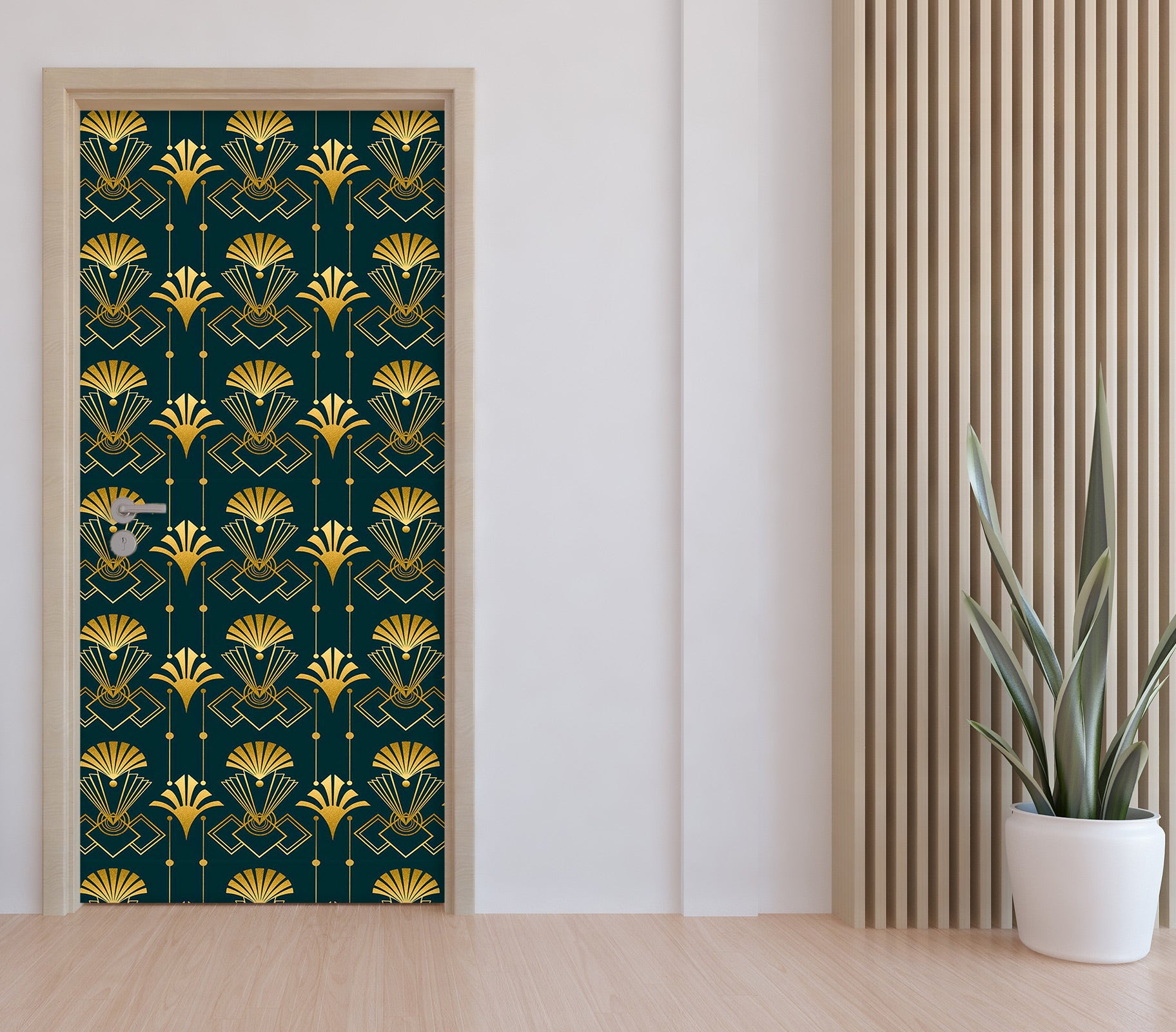 3D Golden Fan Pattern 10274 Andrea Haase Door Mural