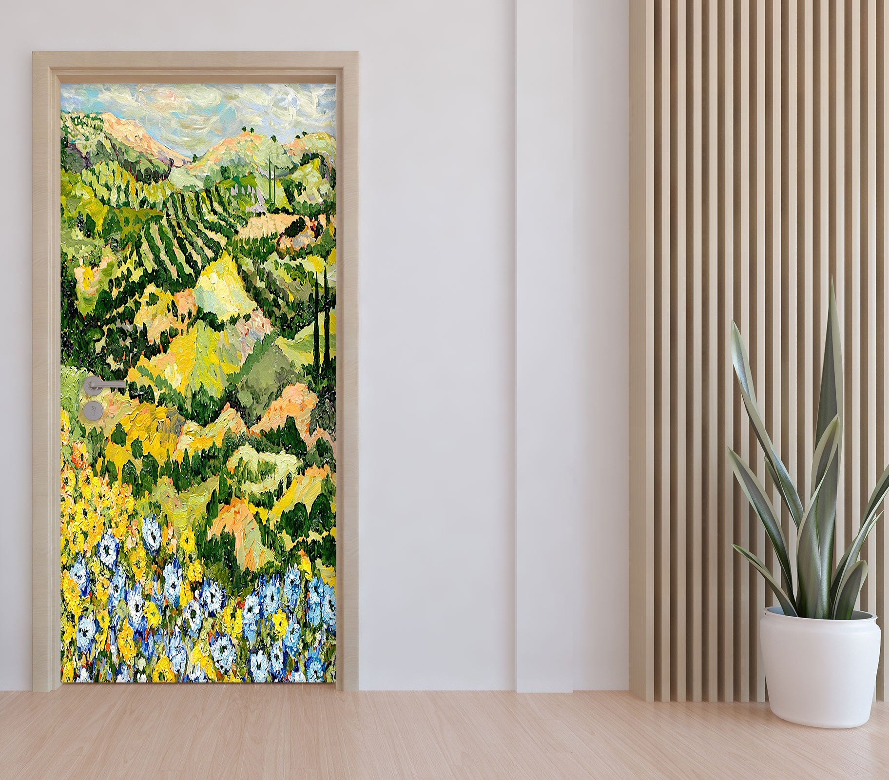 3D Field Blue Flowers 9328 Allan P. Friedlander Door Mural