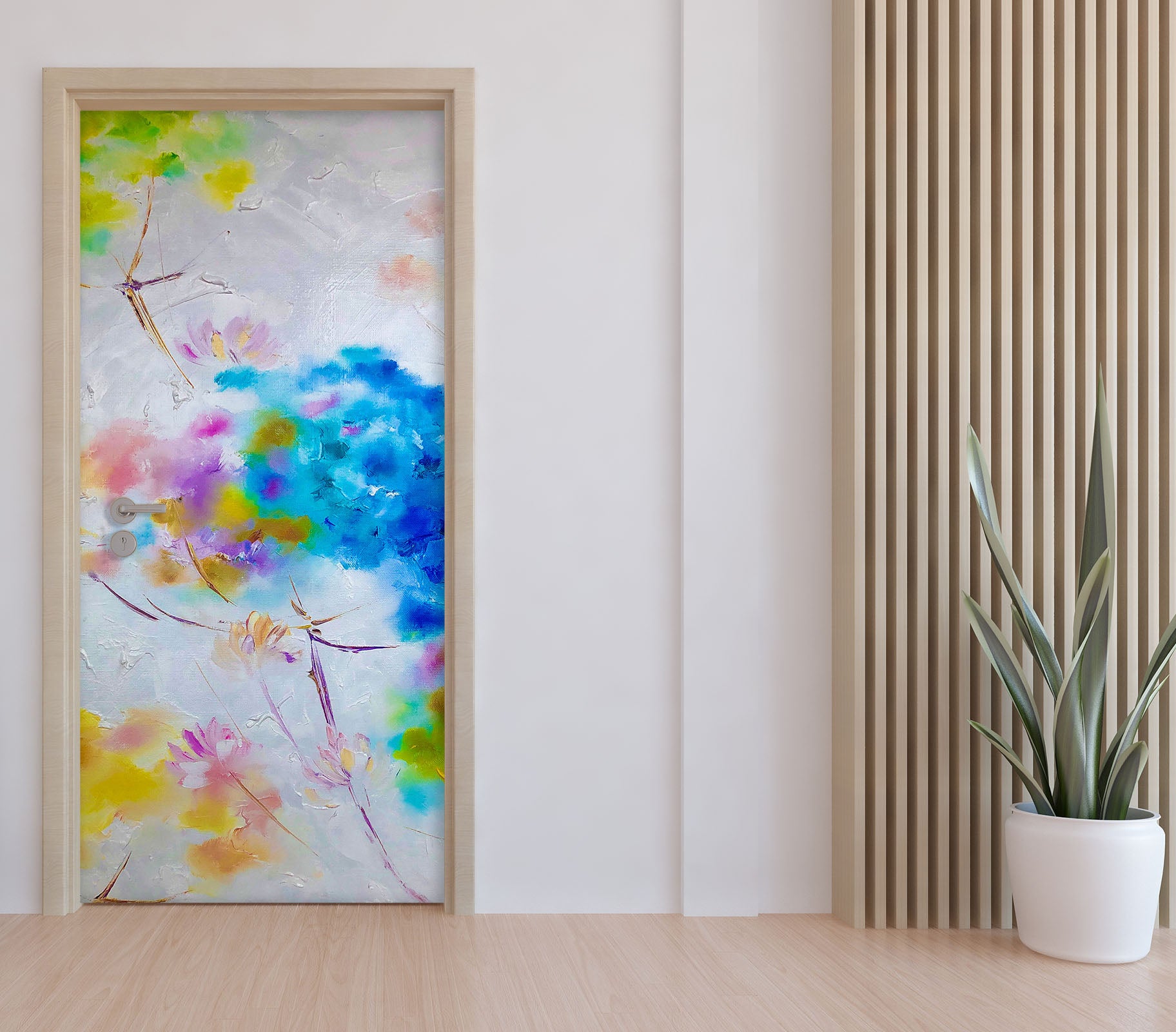 3D Blue Petals 3292 Skromova Marina Door Mural