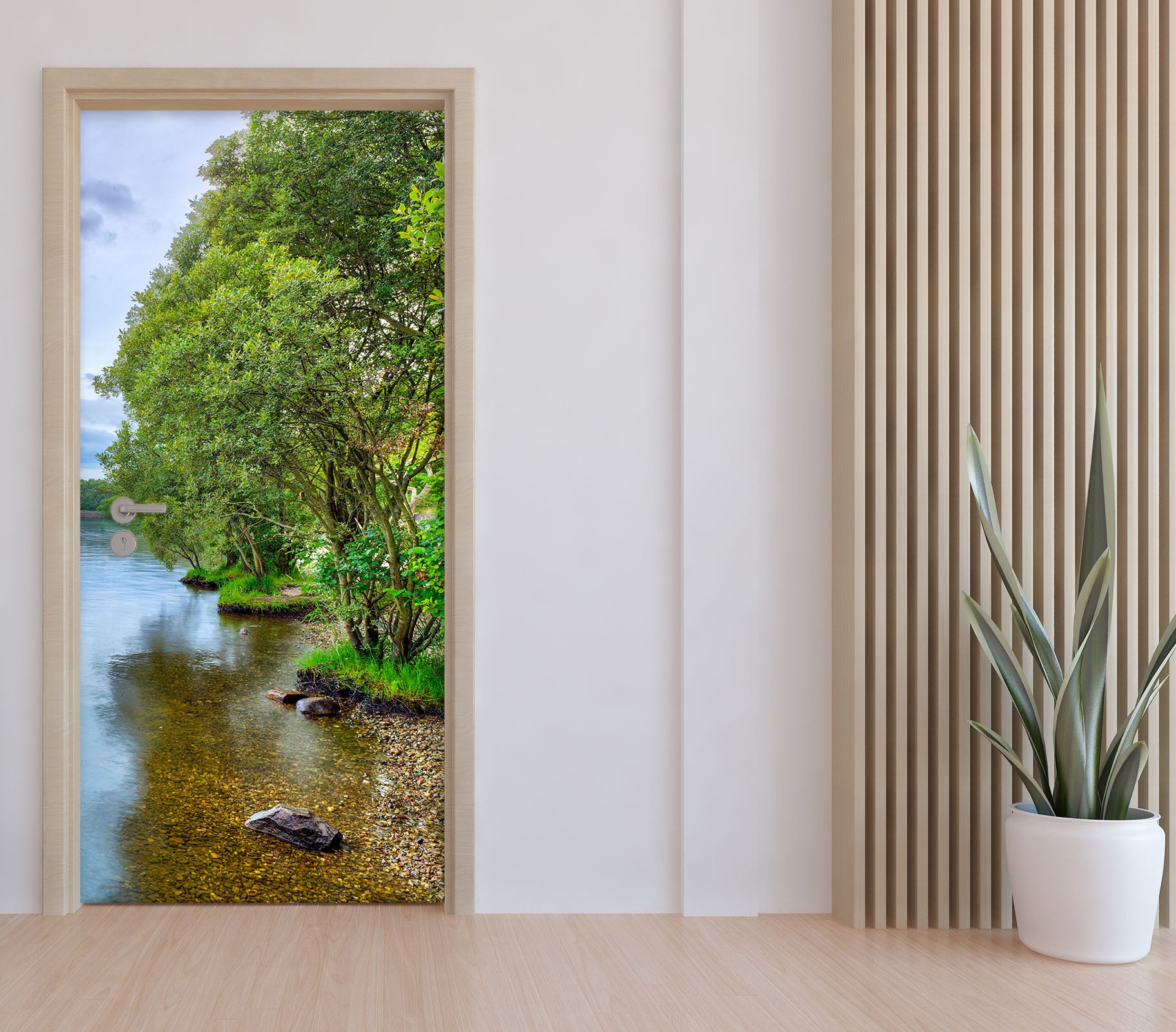 3D Waterside Green Tree 101201 Assaf Frank Door Mural