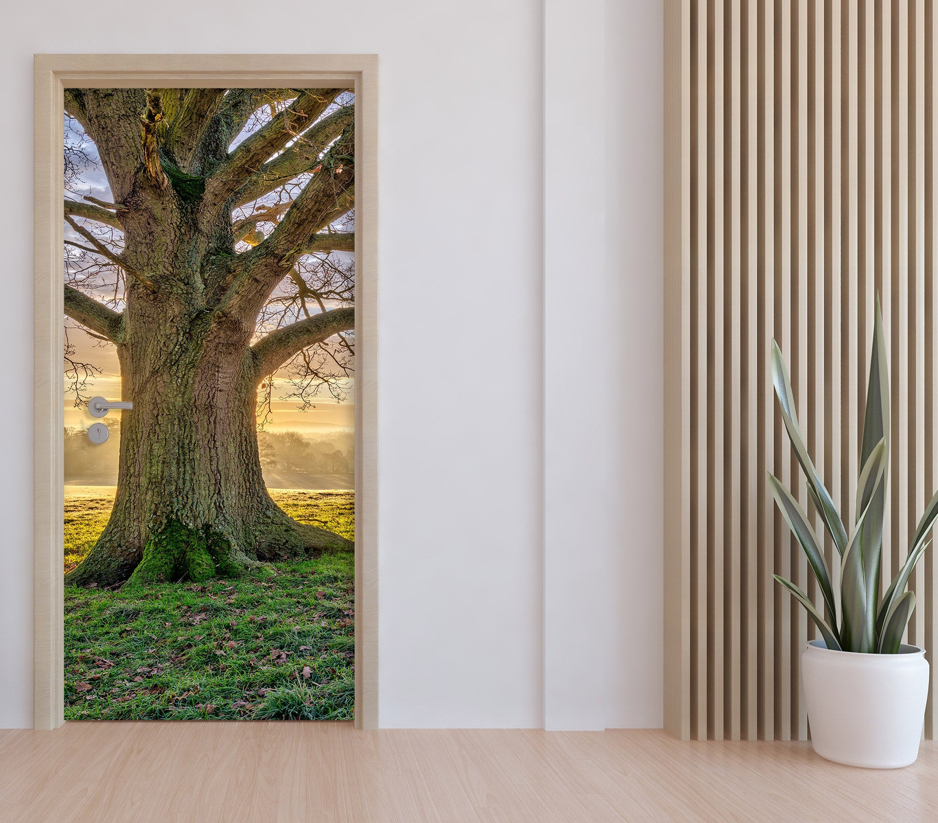 3D Green Lawn Tree 10245 Assaf Frank Door Mural