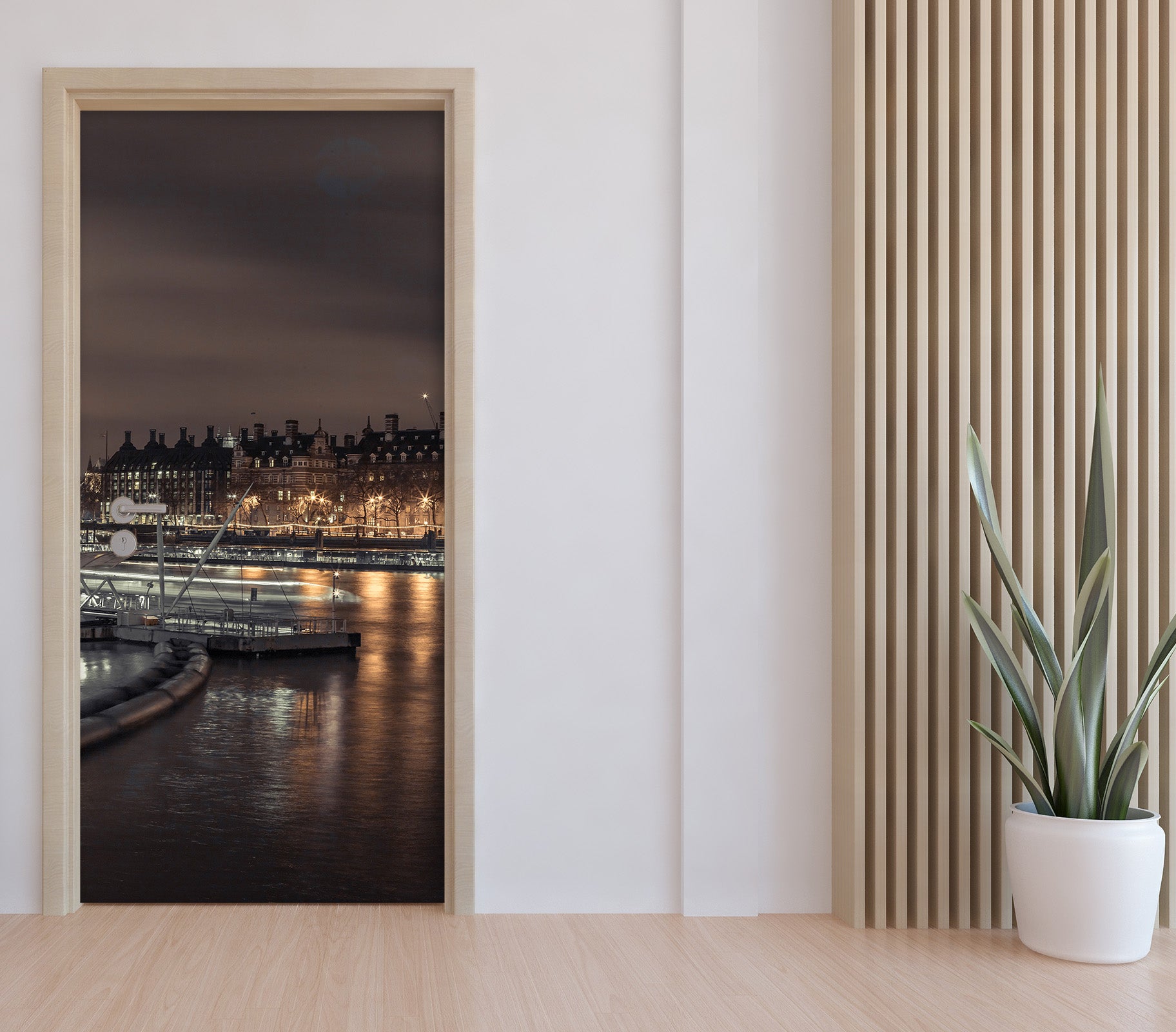 3D Night Harbour Building 106144 Assaf Frank Door Mural