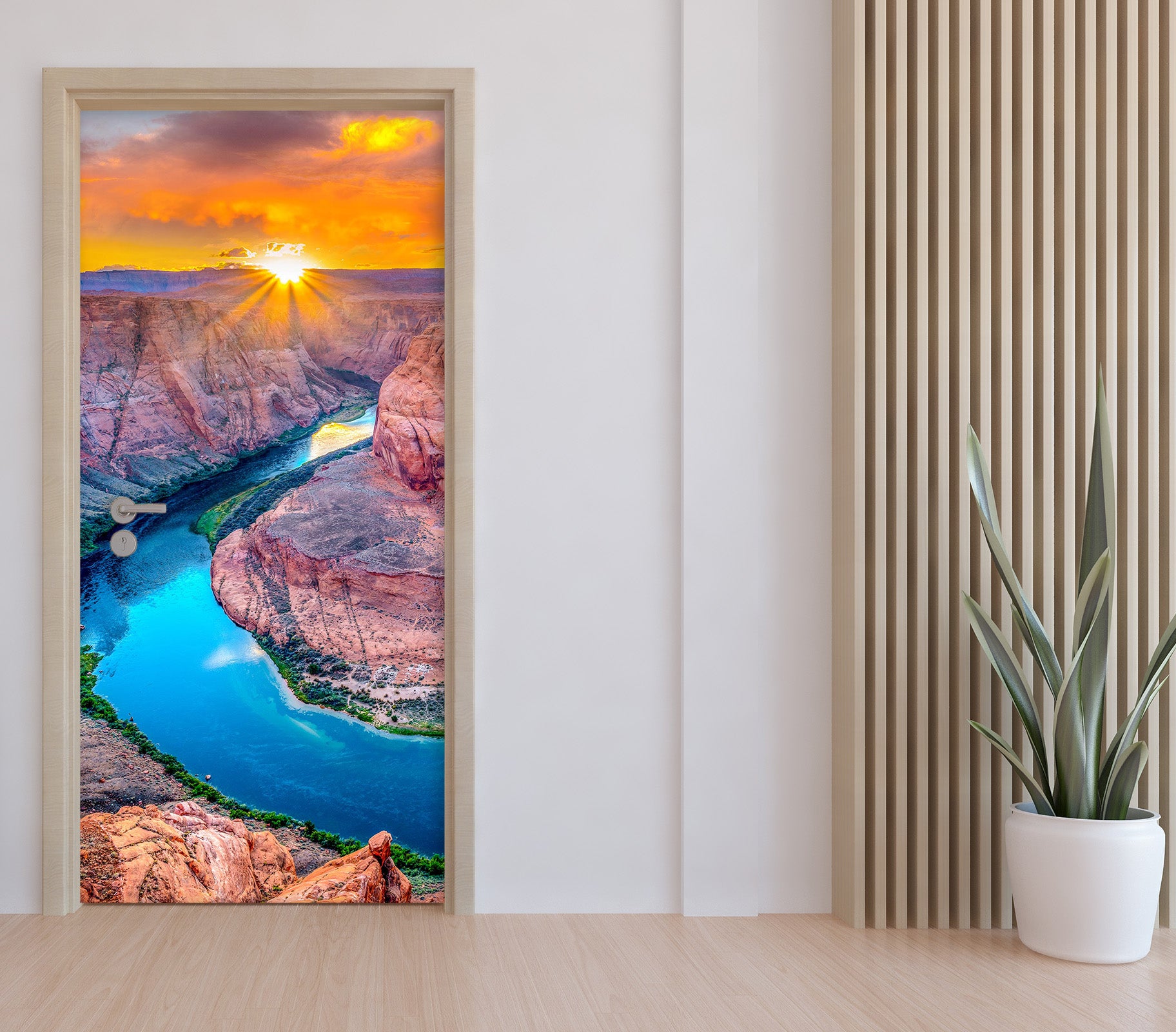 3D River Mountain Sun 114110 Marco Carmassi Door Mural