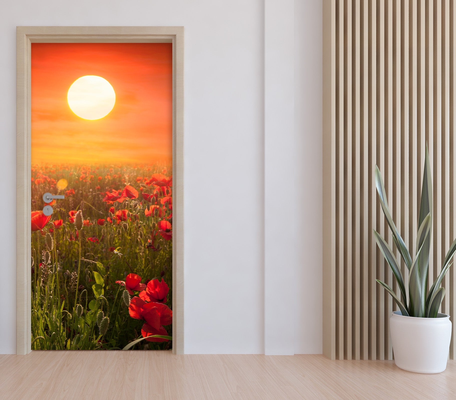 3D Sun Red Flower Bush 11548 Marco Carmassi Door Mural