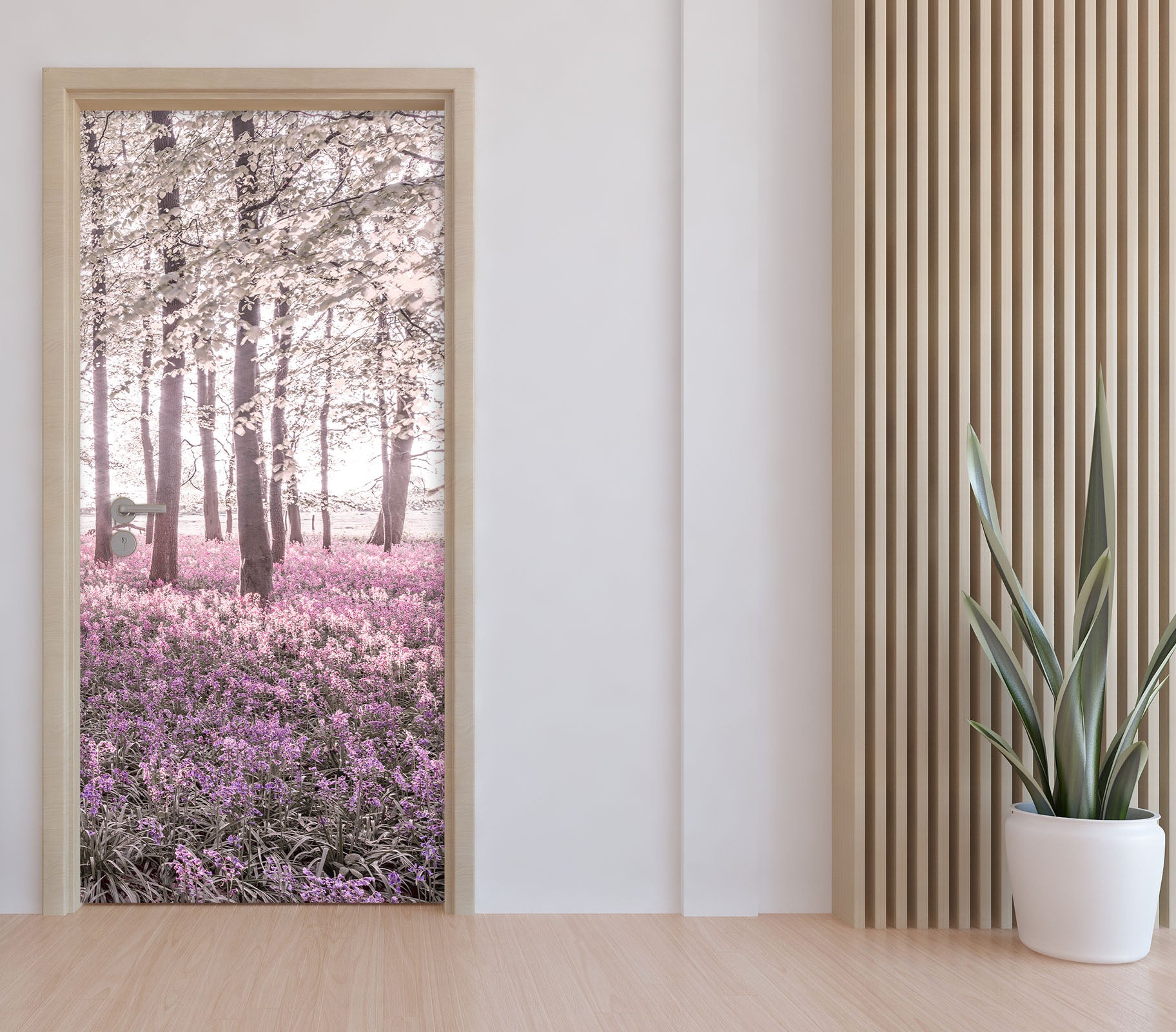 3D Woods Pink Meadow 106161 Assaf Frank Door Mural