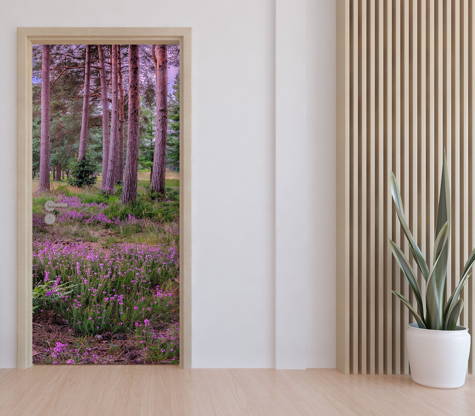 3D Forest Purple Flowers 101226 Assaf Frank Door Mural