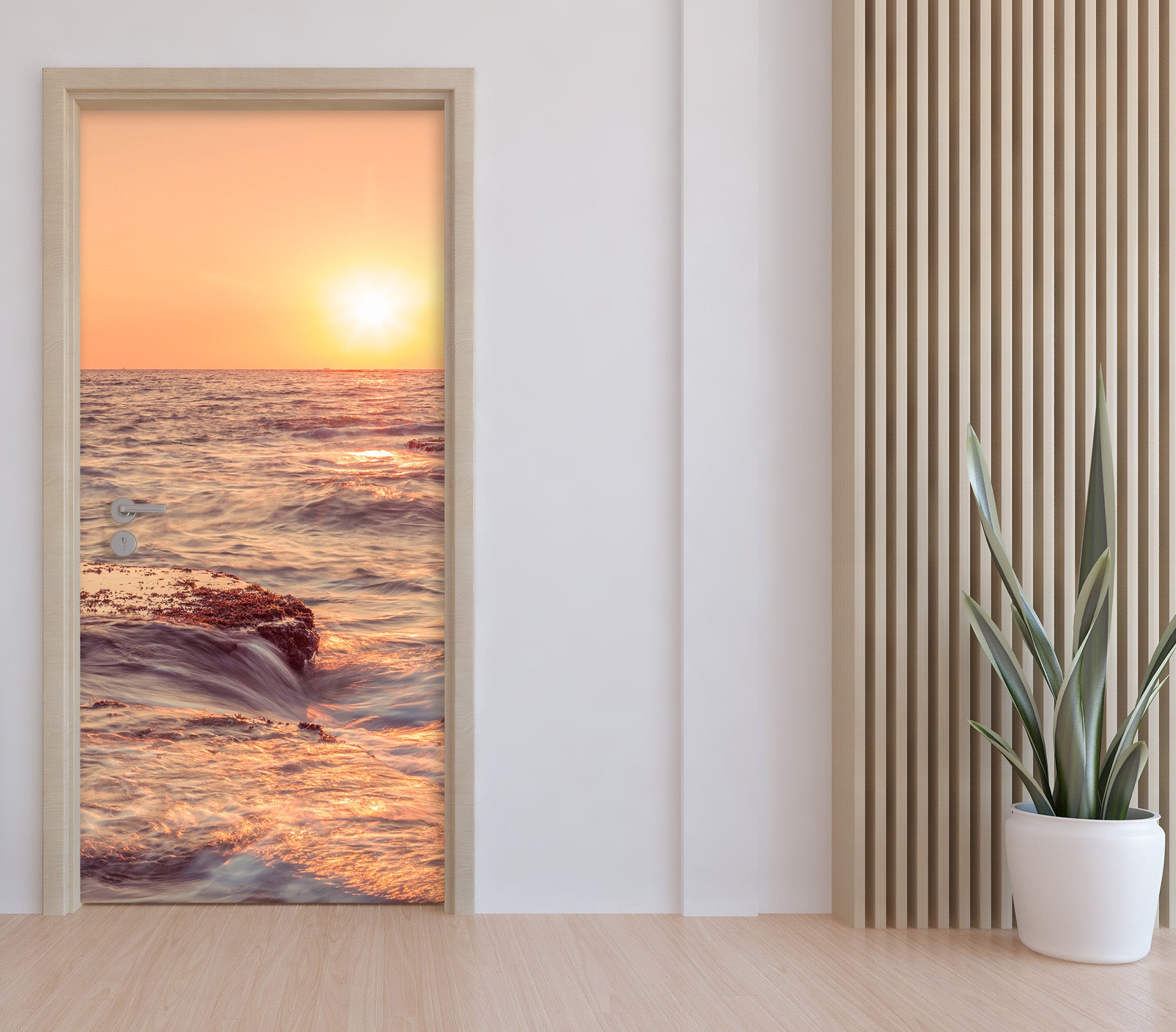 3D Sunset Sea Waves 101204 Assaf Frank Door Mural