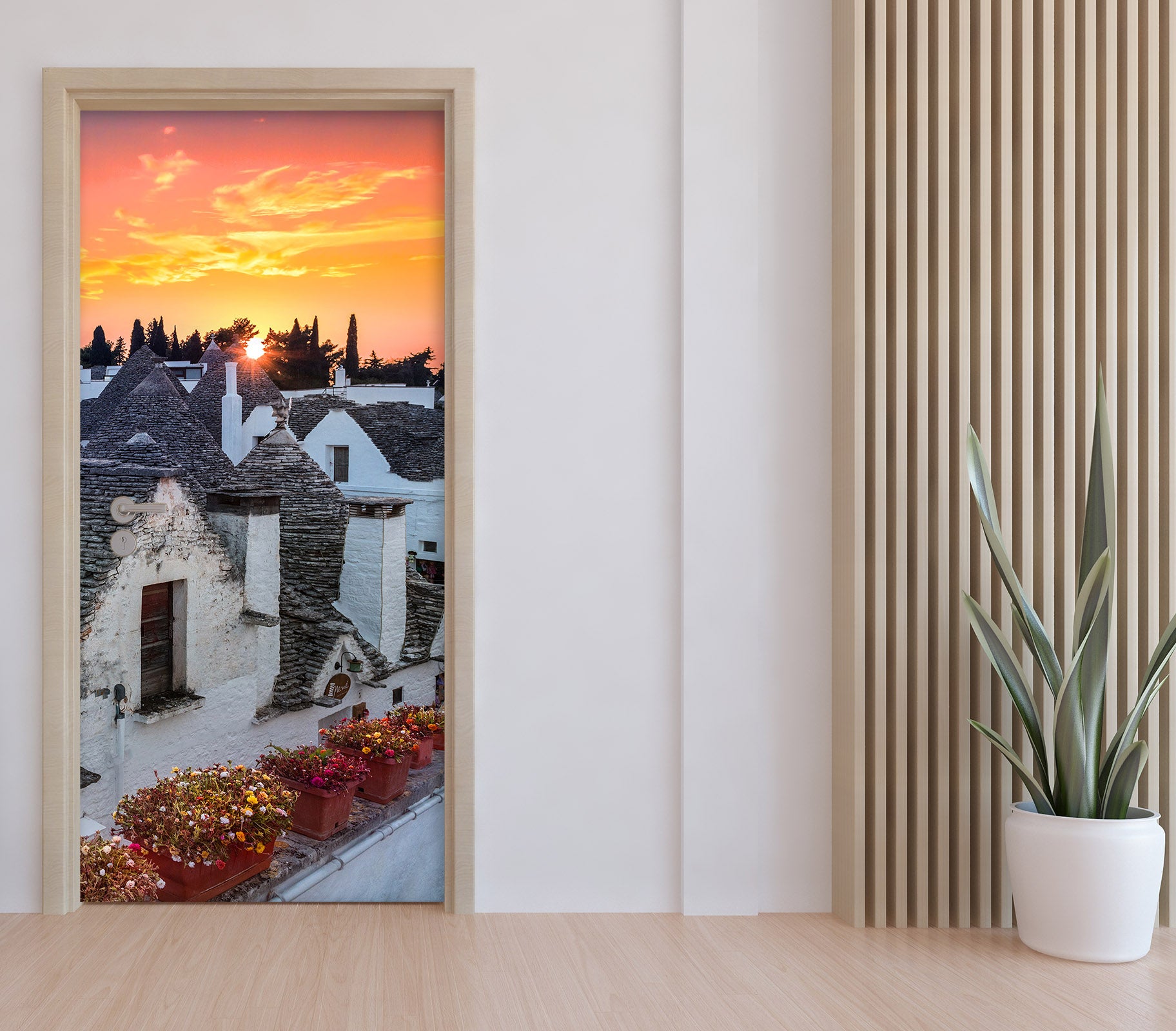 3D Sunset Stone Brick House 11983 Marco Carmassi Door Mural