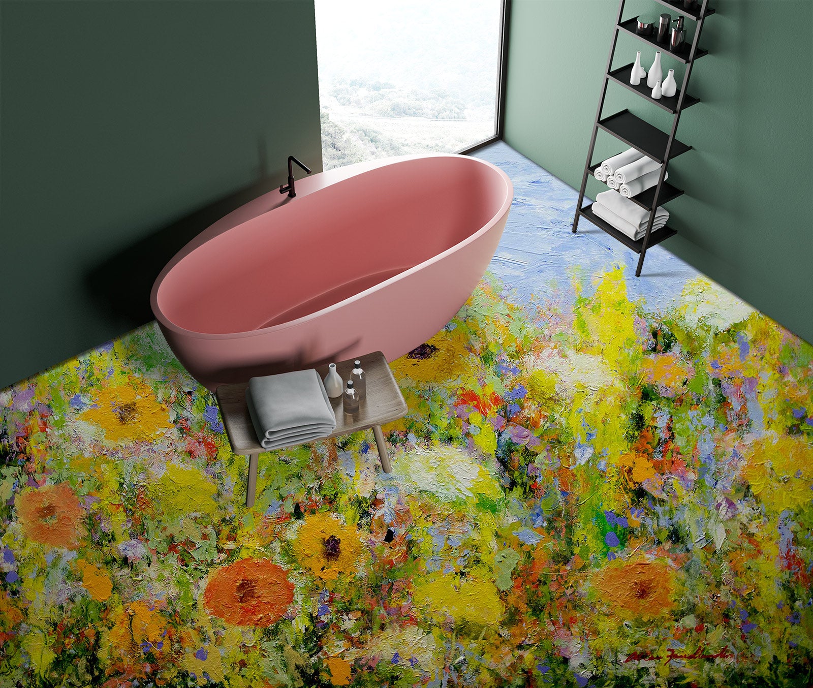 3D Yellow Flower Bush 9684 Allan P. Friedlander Floor Mural  Wallpaper Murals Self-Adhesive Removable Print Epoxy