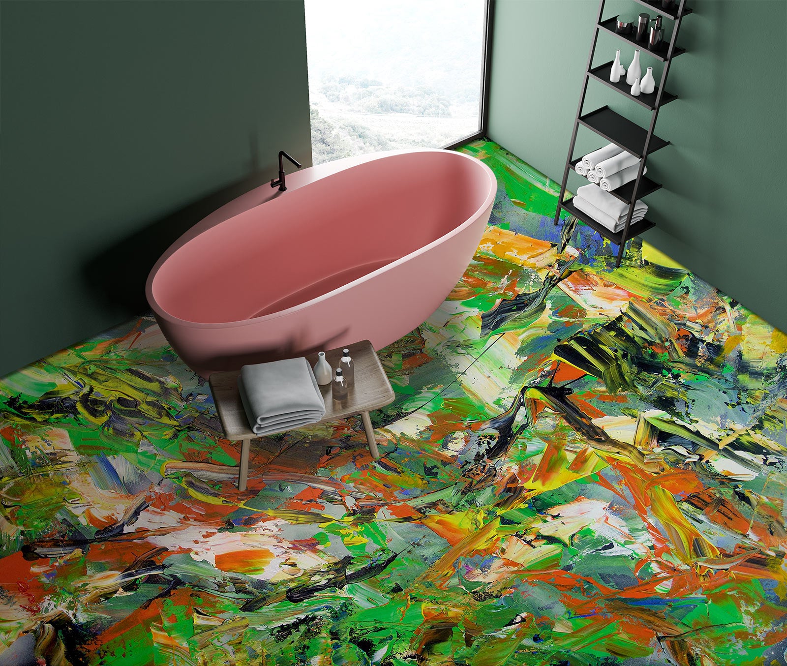 3D Green Paint Texture 9669 Allan P. Friedlander Floor Mural  Wallpaper Murals Self-Adhesive Removable Print Epoxy