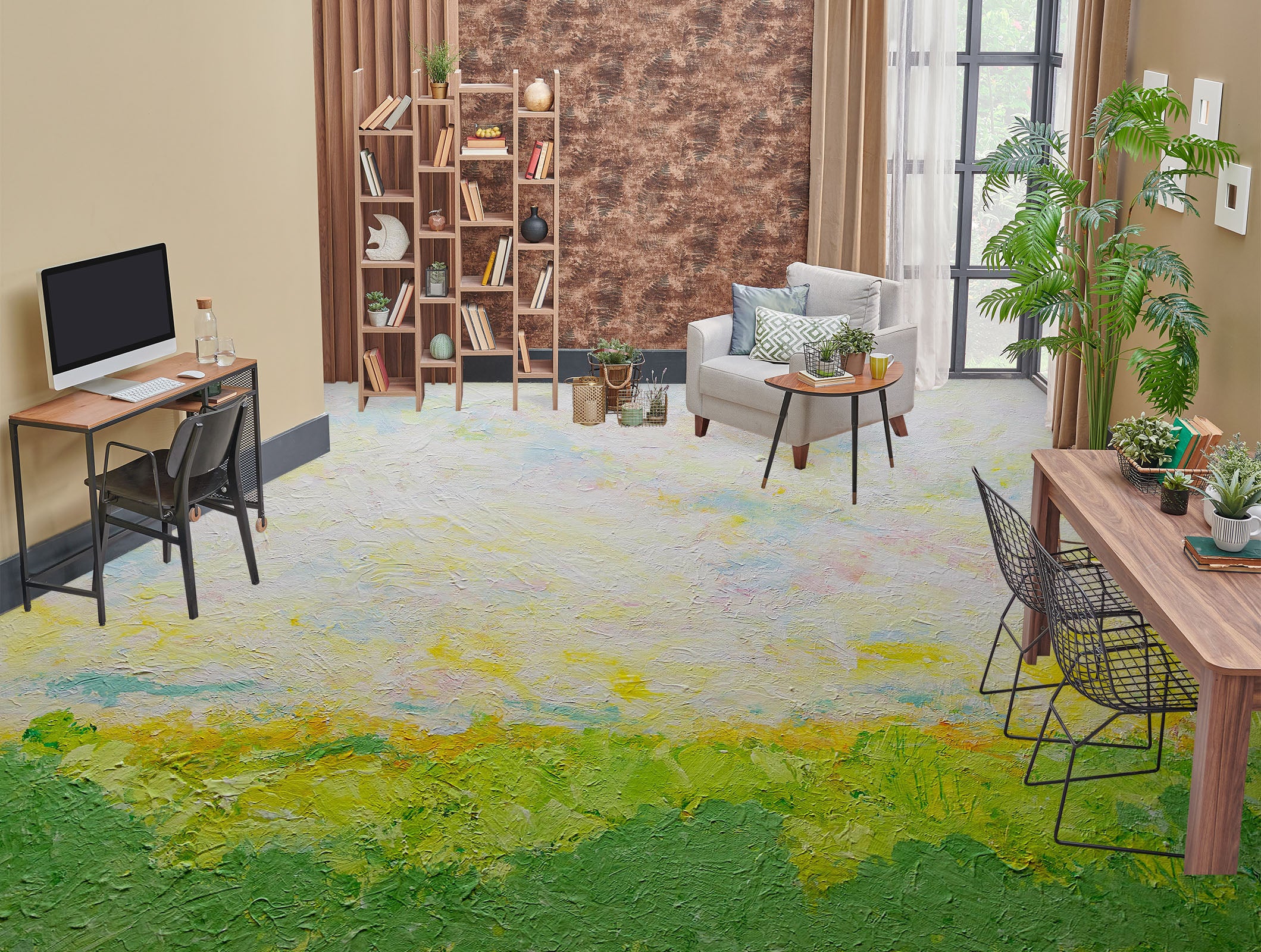 3D Green Grass Pattern Painting 9502 Allan P. Friedlander Floor Mural  Wallpaper Murals Self-Adhesive Removable Print Epoxy