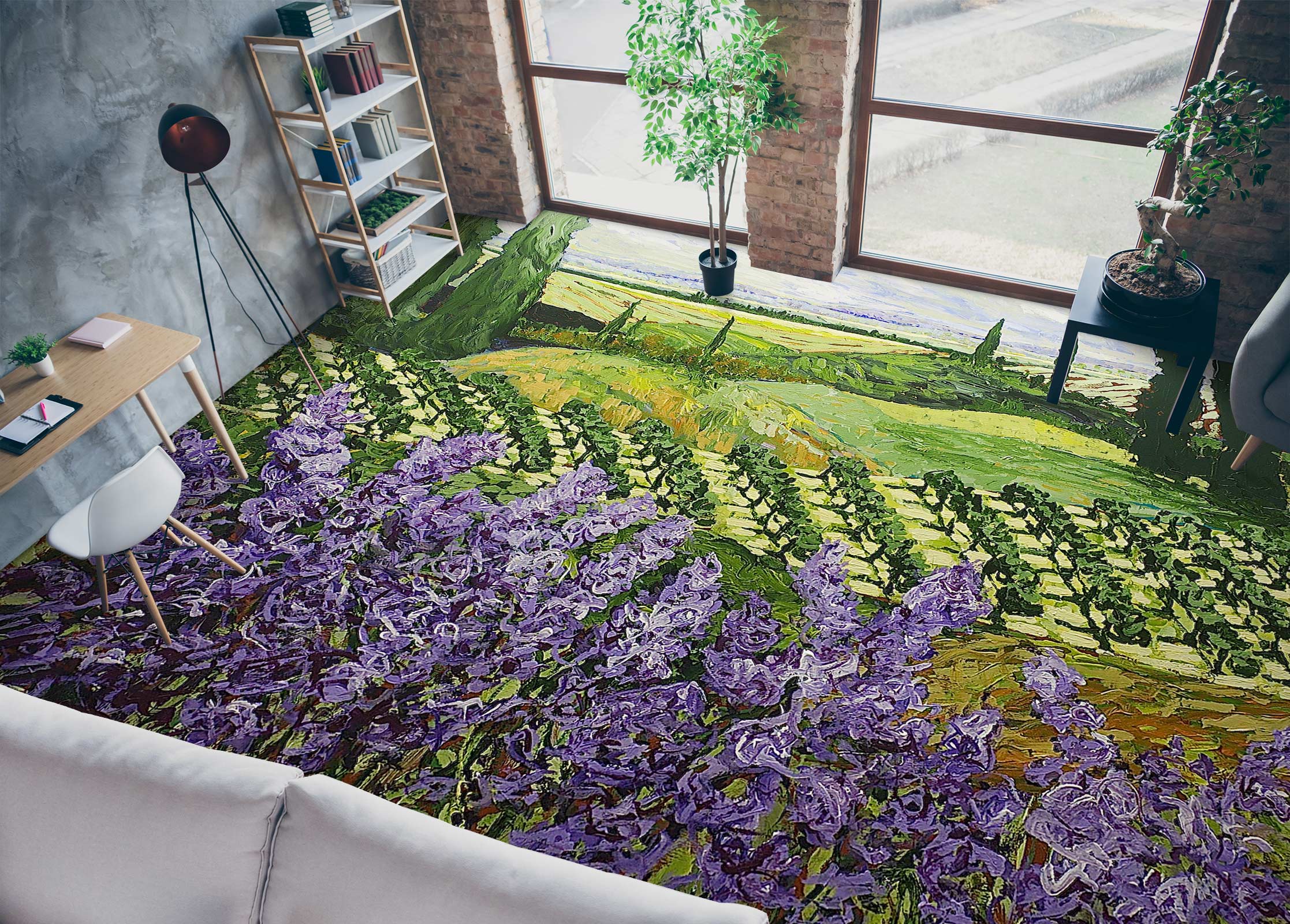 3D Purple Flowers Hillside Field 9523 Allan P. Friedlander Floor Mural  Wallpaper Murals Self-Adhesive Removable Print Epoxy