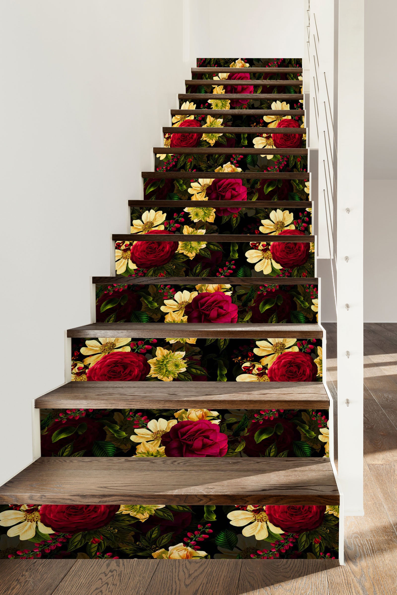 3D Red Yellow Flowers 103205 Uta Naumann Stair Risers