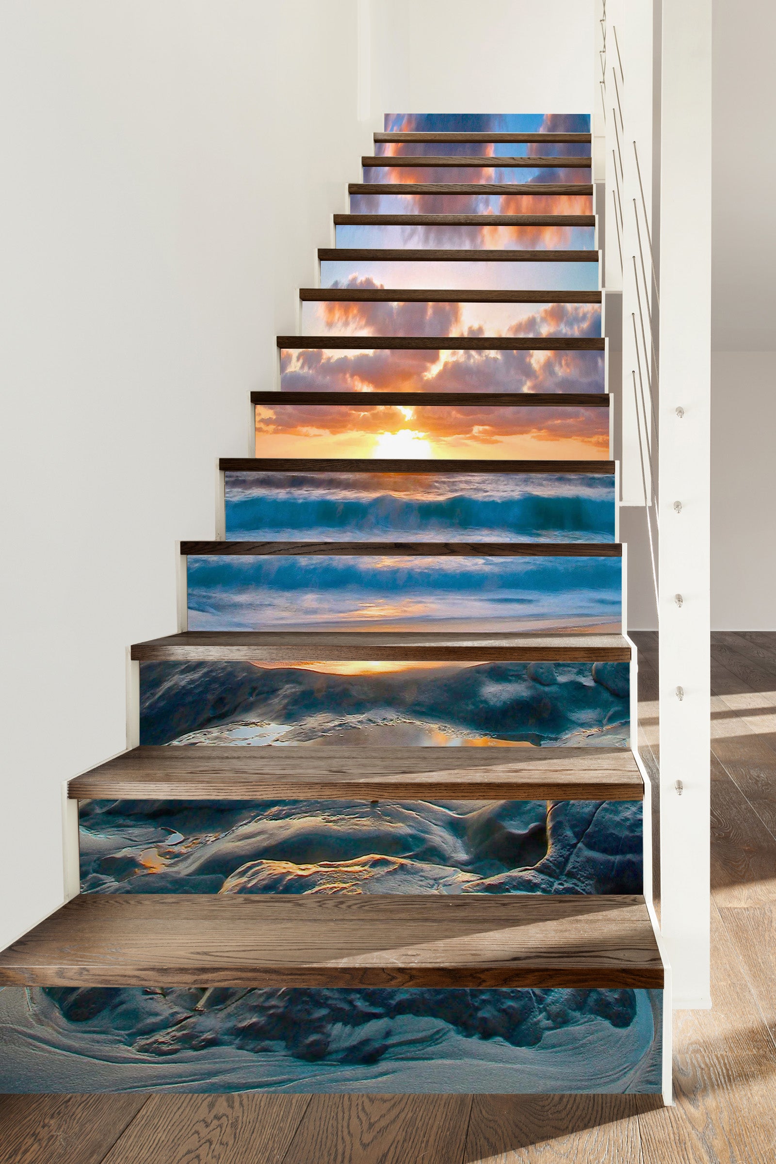 3D Ocean Waves Sunrise 94134 Kathy Barefield Stair Risers