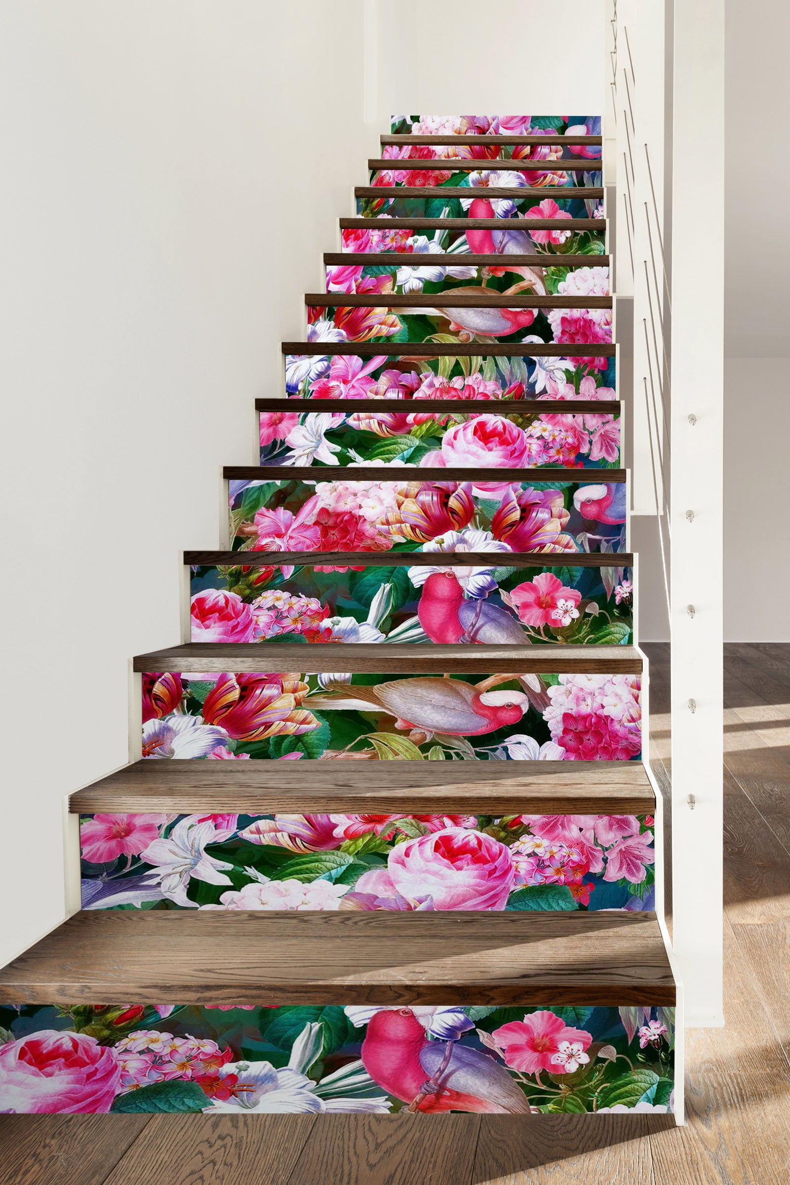 3D Pink Flower Bush 103226 Uta Naumann Stair Risers