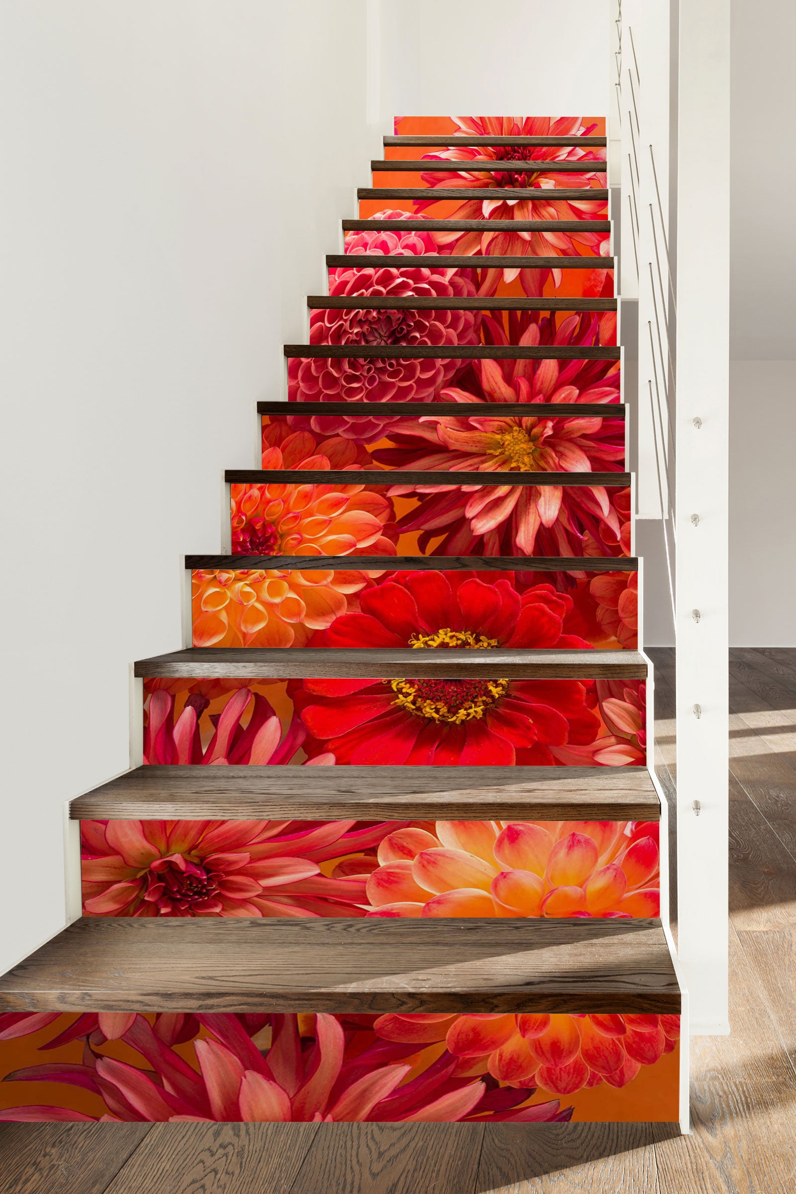 3D Red Chrysanthemum 10937 Assaf Frank Stair Risers