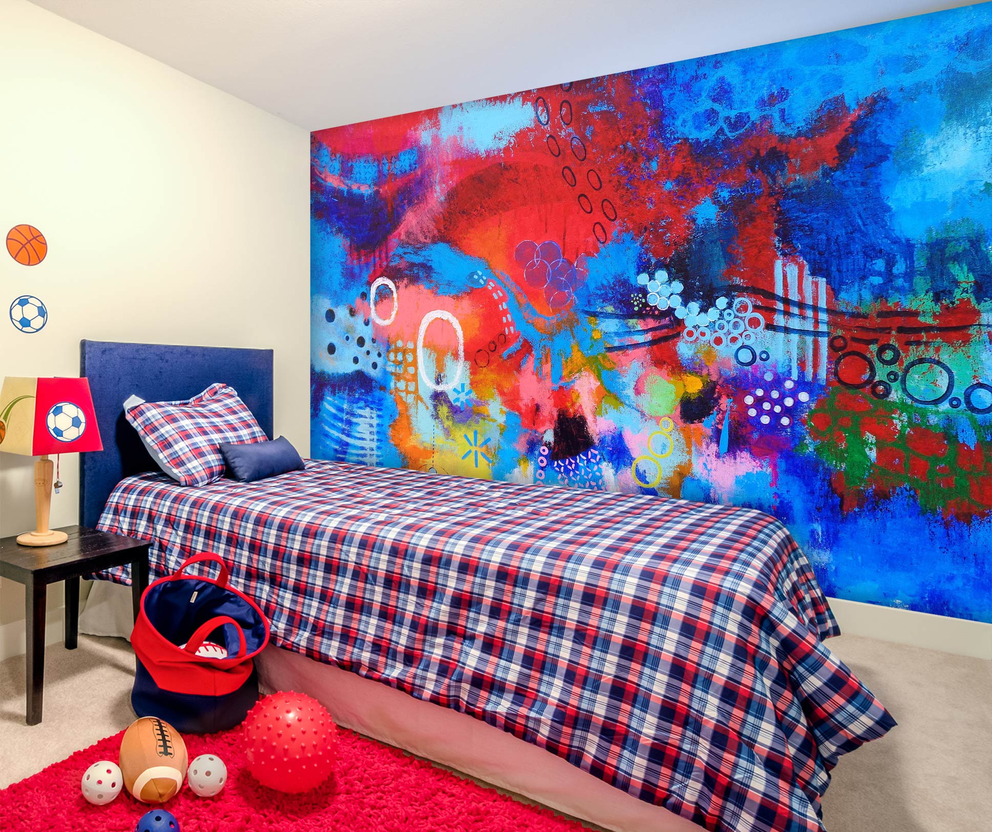 3D Blue Red Circle Pattern 12114 Misako Chida Wall Mural Wall Murals