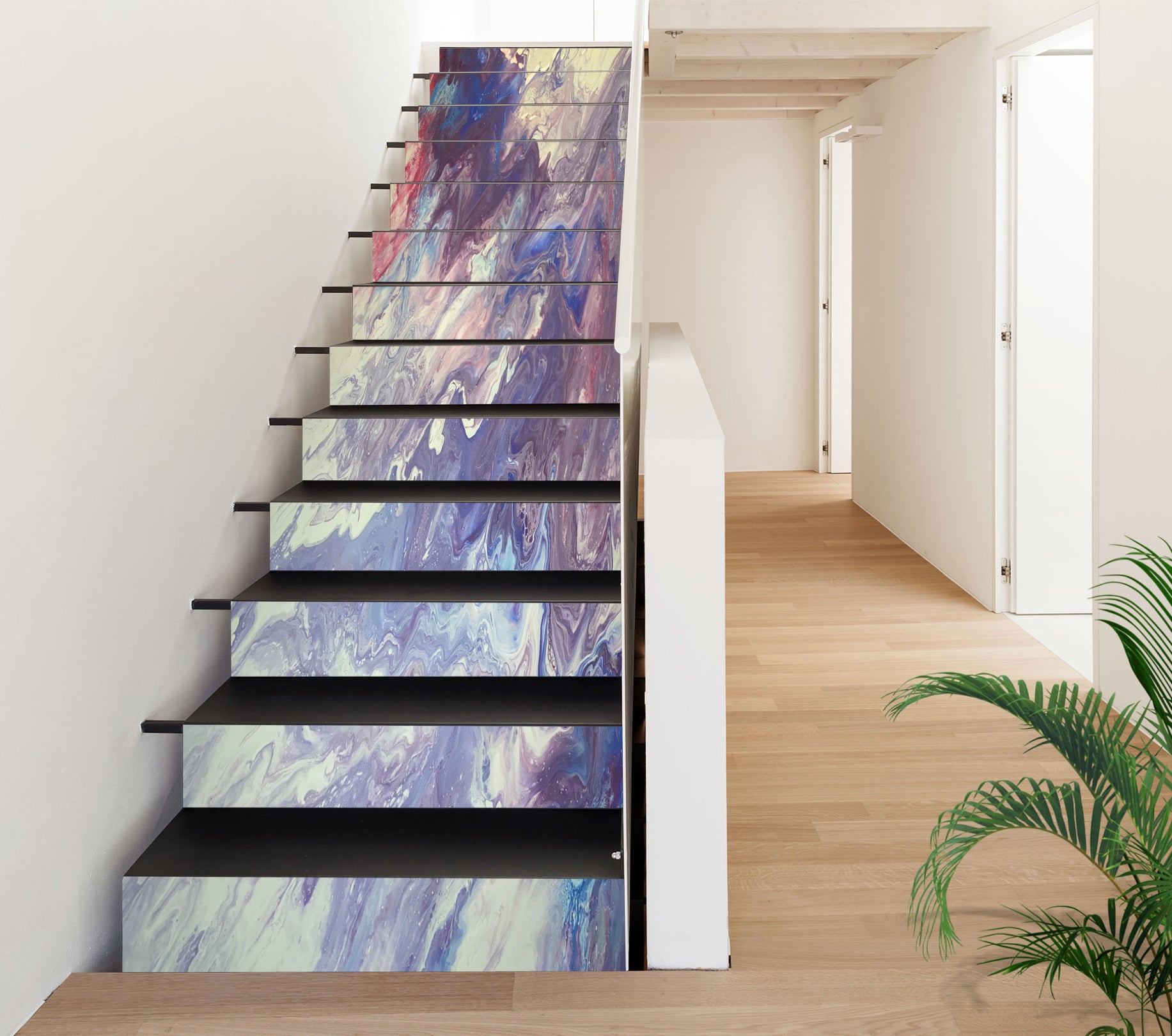 3D Blue Purple Water Paint Pattern 90192 Valerie Latrice Stair Risers