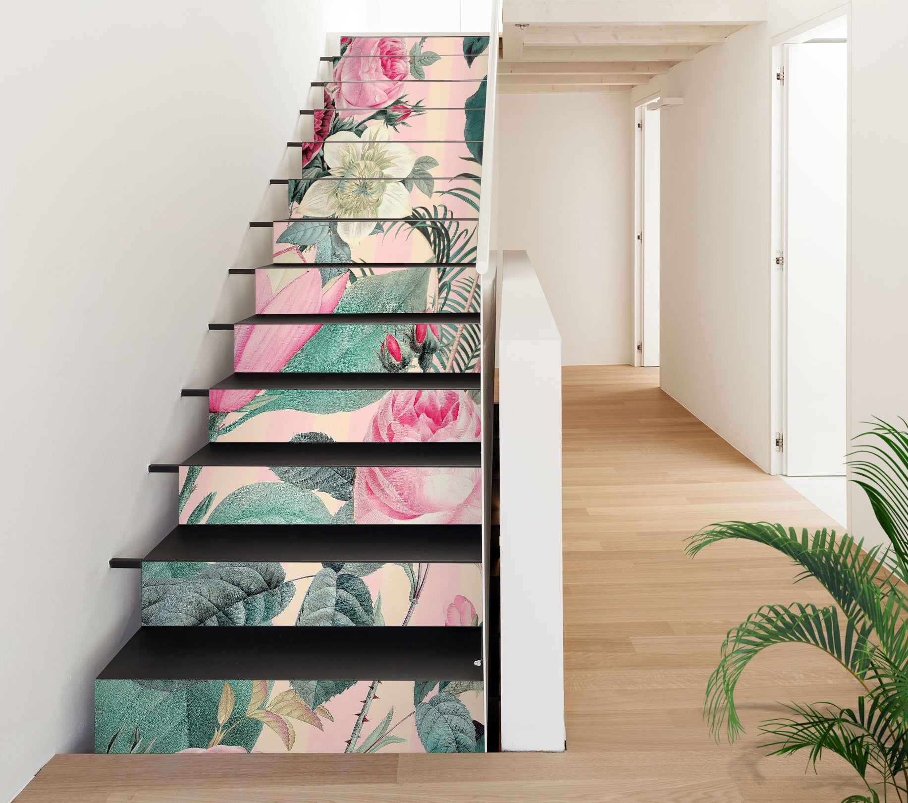 3D Pink Rose Pattern 109201 Andrea Haase Stair Risers