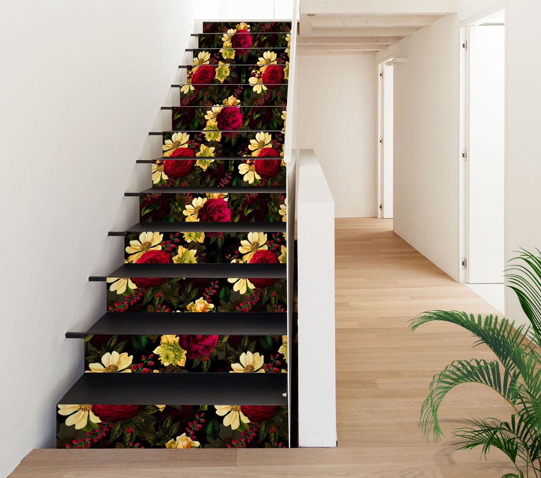 3D Red Yellow Flowers 103205 Uta Naumann Stair Risers