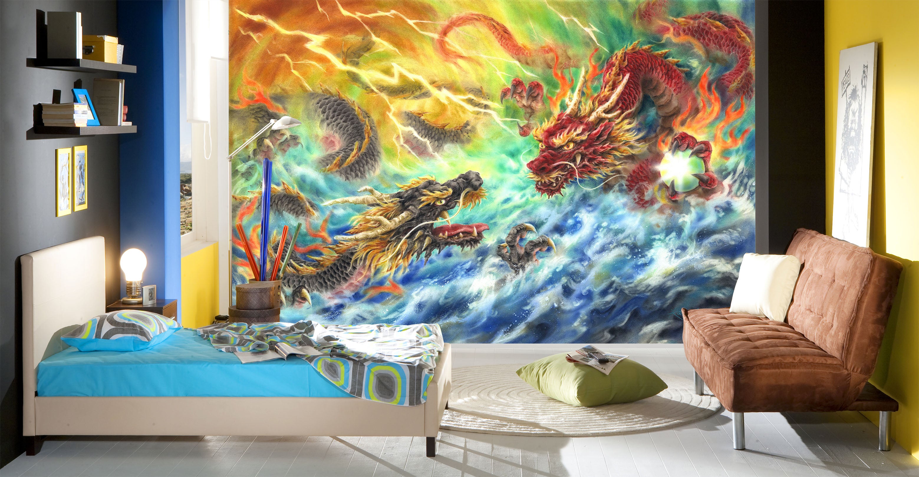 3D Red Dragon 5523 Kayomi Harai Wall Mural Wall Murals