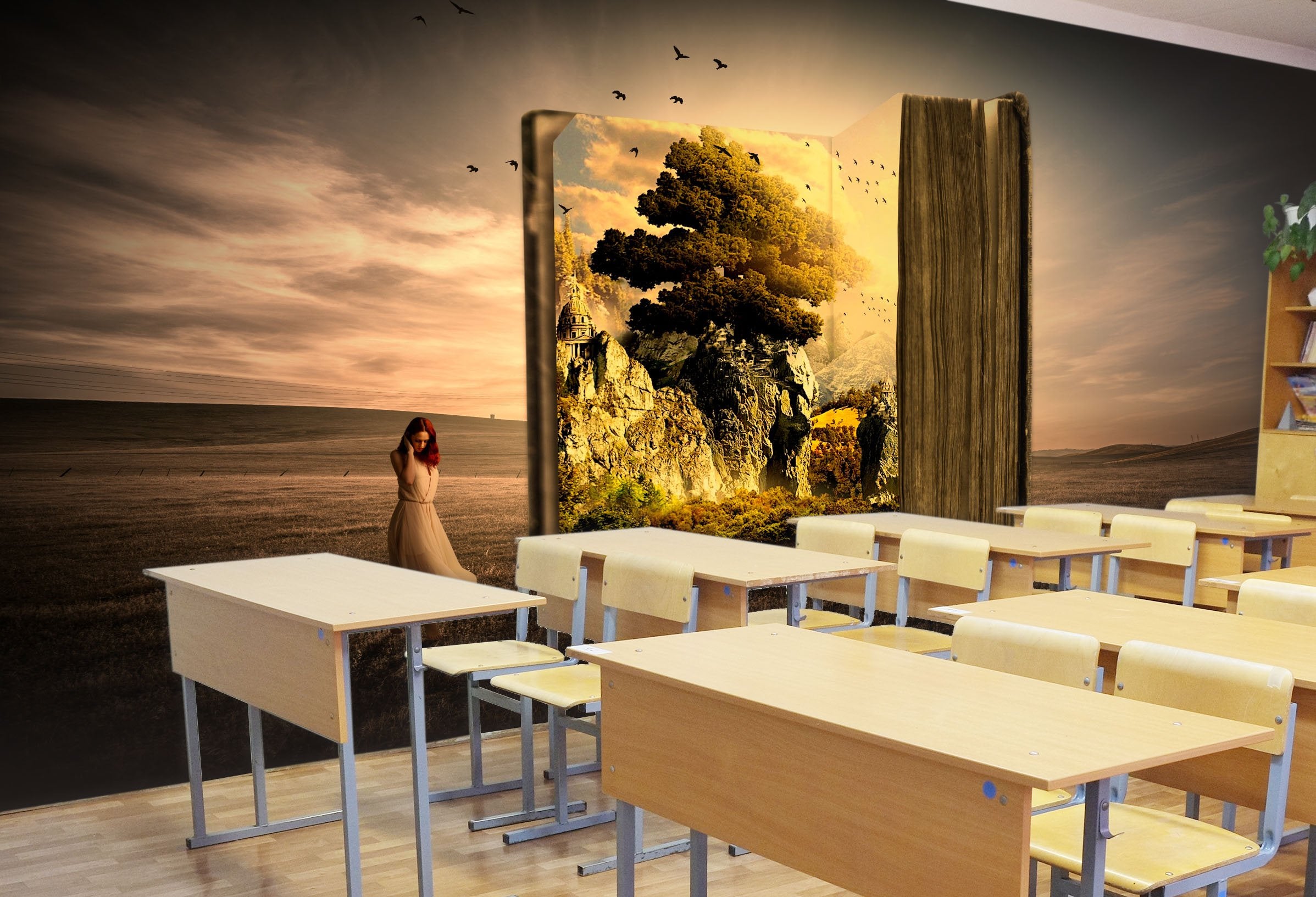 3D Mountain in the book with a girl 10 Wall Murals Wallpaper AJ Wallpaper 2 