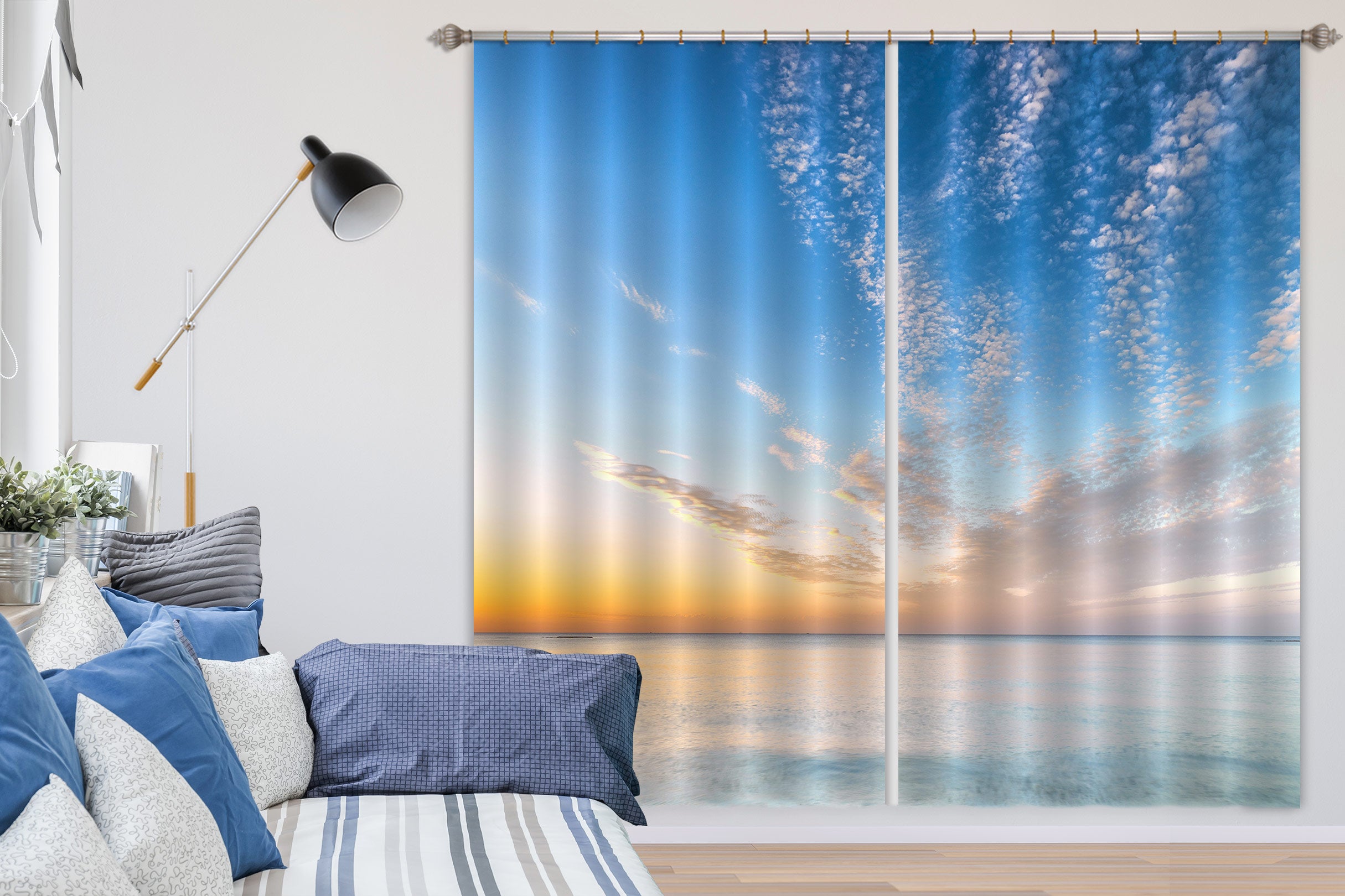 3D Sunset Sea 022 Assaf Frank Curtain Curtains Drapes