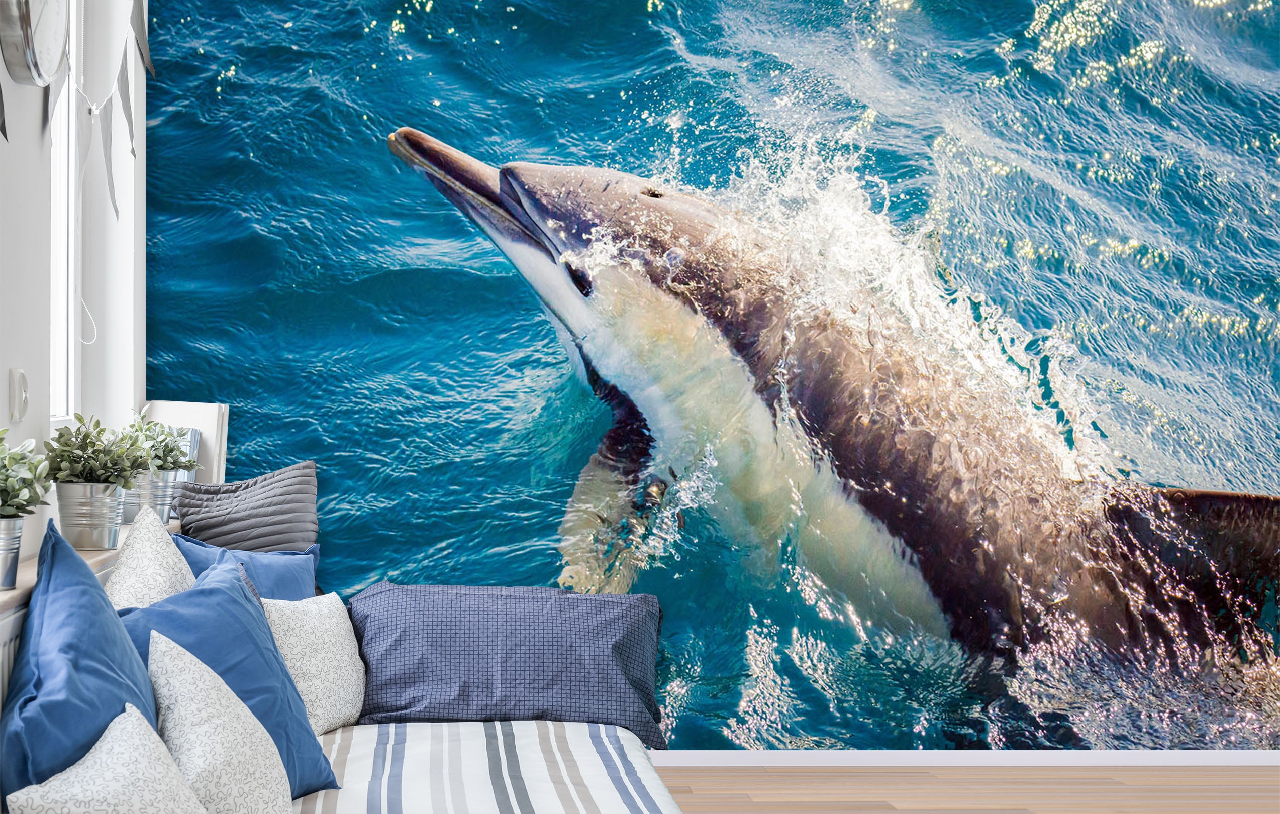 3D Dolphin Waves 226 Wall Murals