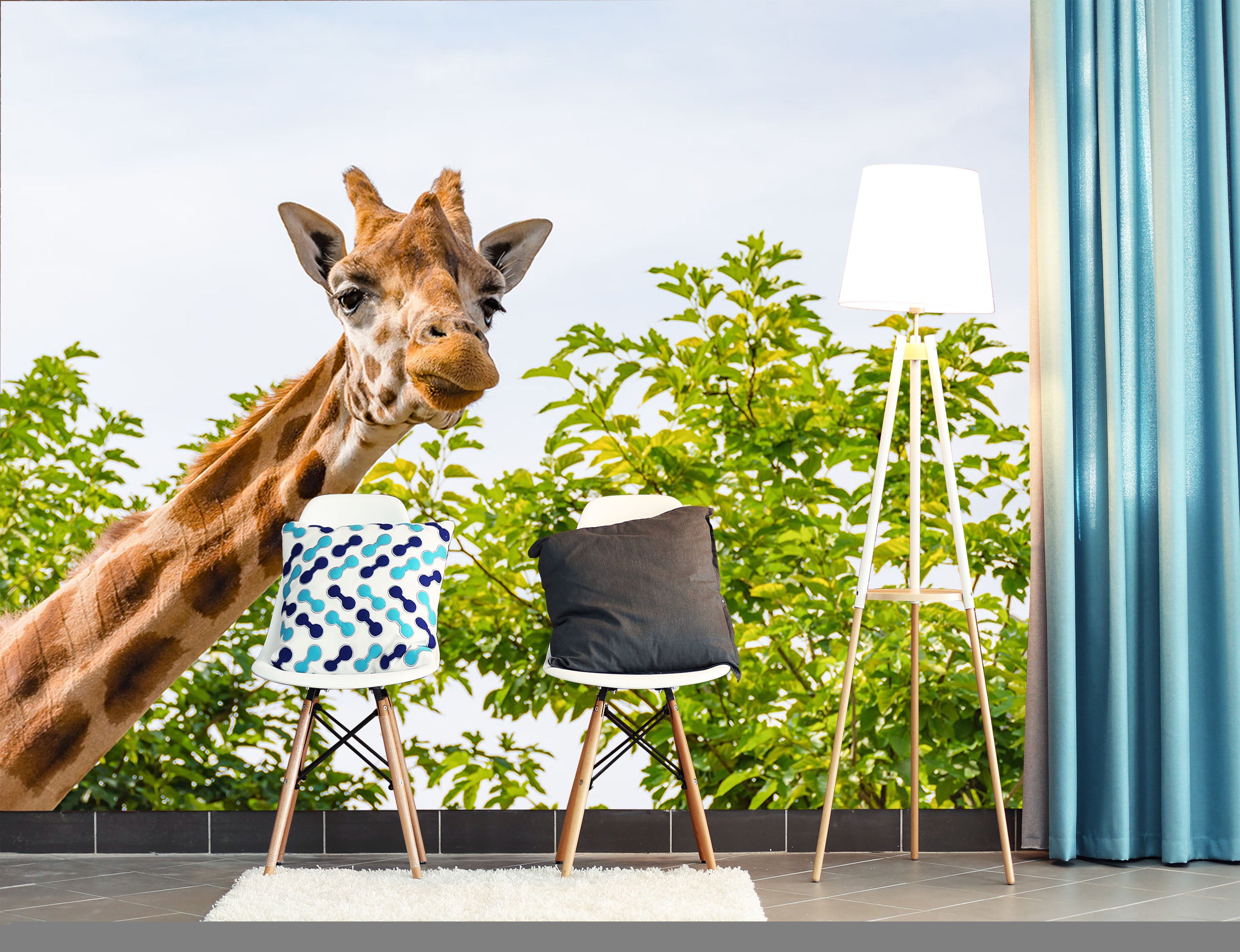 3D Giraffe Forest 344 Wall Murals