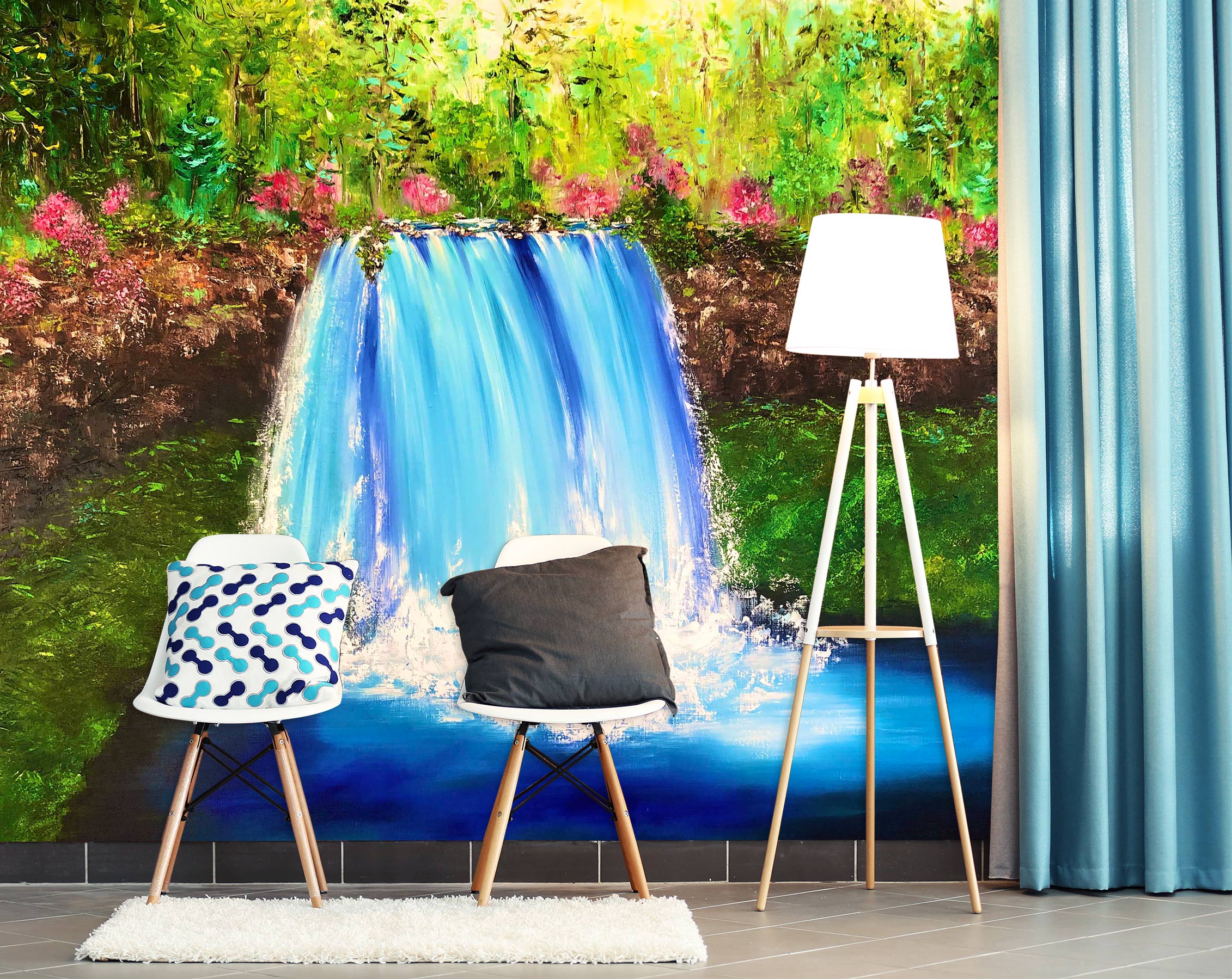 3D Blue Waterfall 149 Skromova Marina Wall Mural Wall Murals