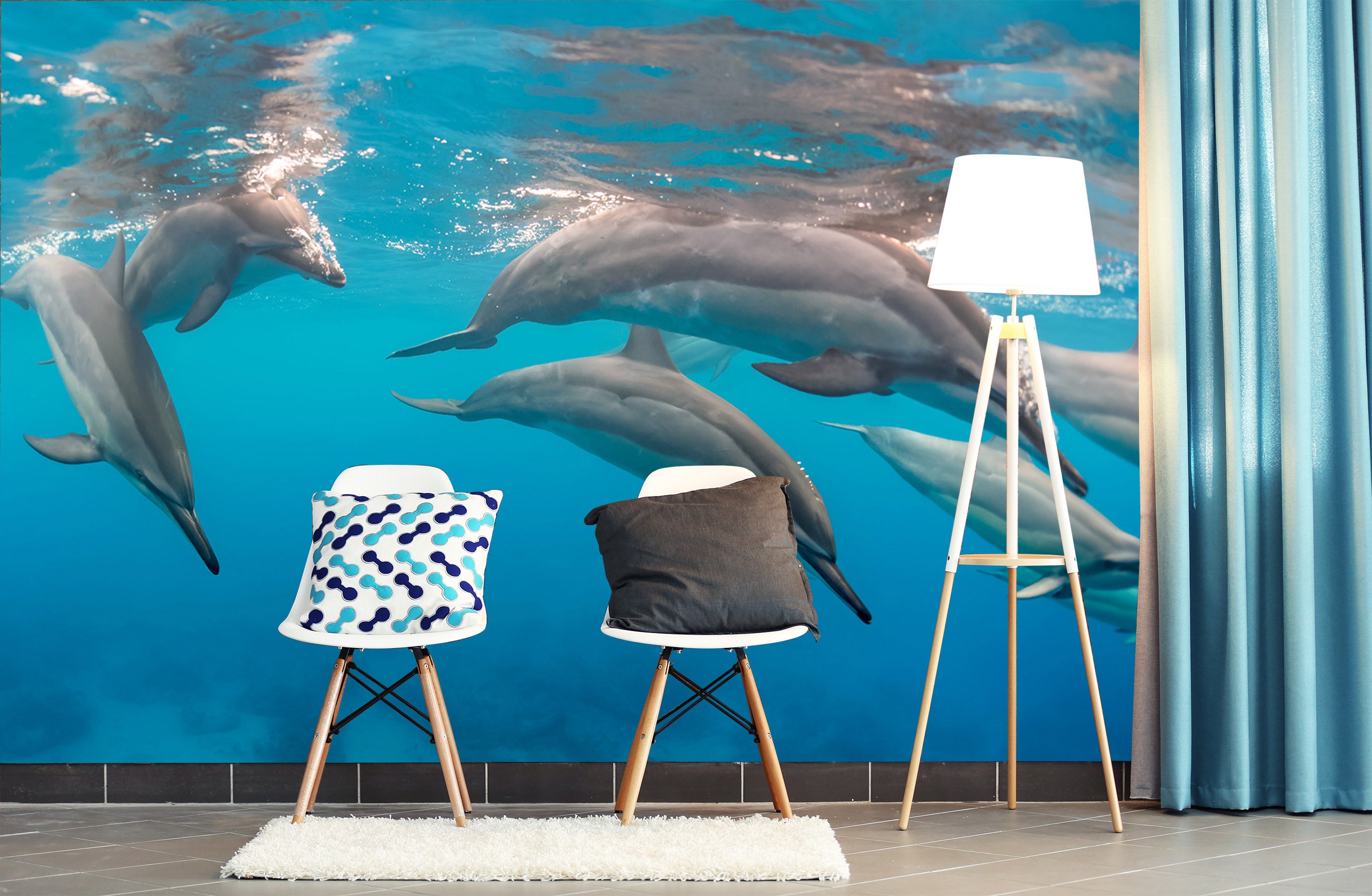 3D Cute Dolphin 224 Wall Murals