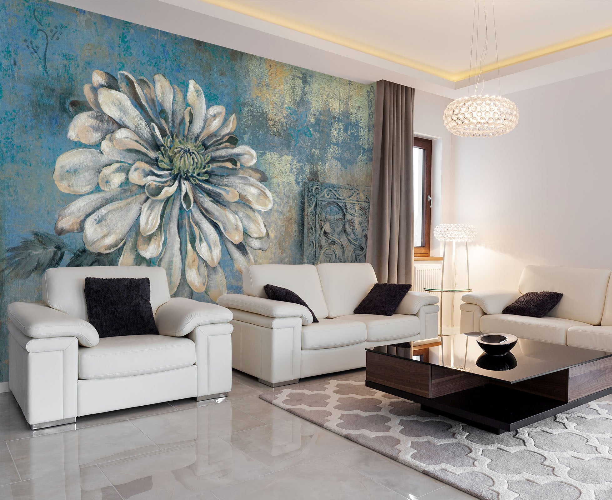 3D Hand Drawn Flower Retro 141 Wall Murals