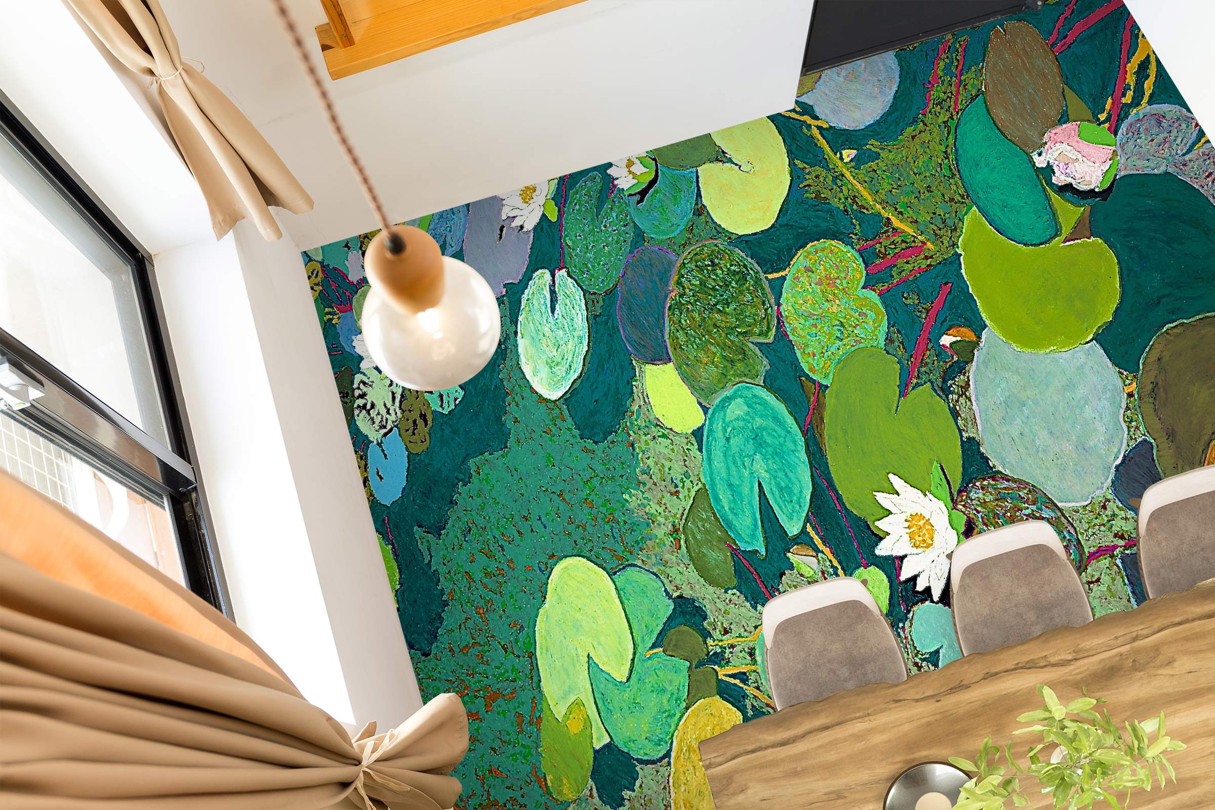 3D Lotus Leaf Pond Painting 96105 Allan P. Friedlander Floor Mural  Wallpaper Murals Self-Adhesive Removable Print Epoxy