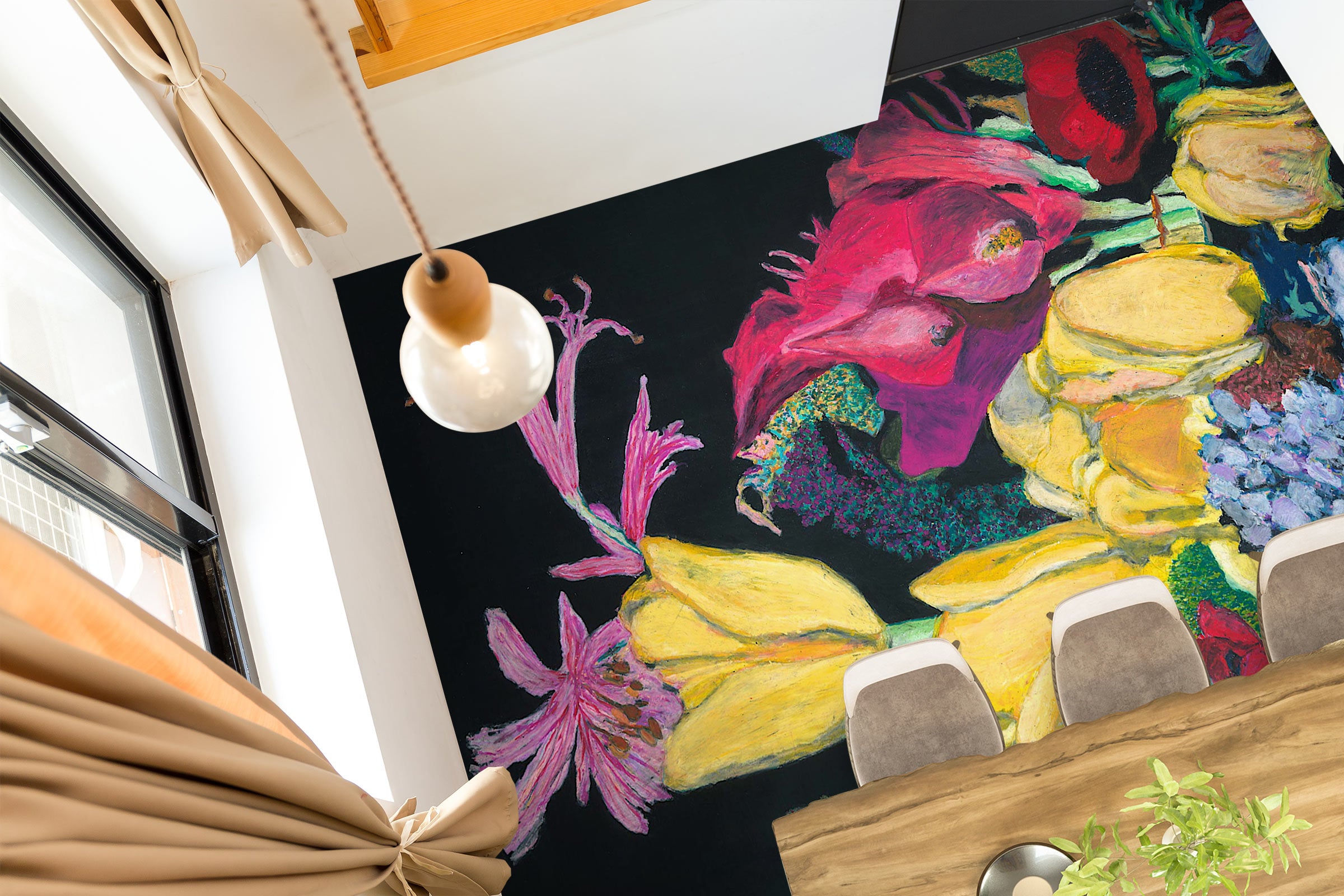 3D Yellow Tulips Flower 96129 Allan P. Friedlander Floor Mural  Wallpaper Murals Self-Adhesive Removable Print Epoxy