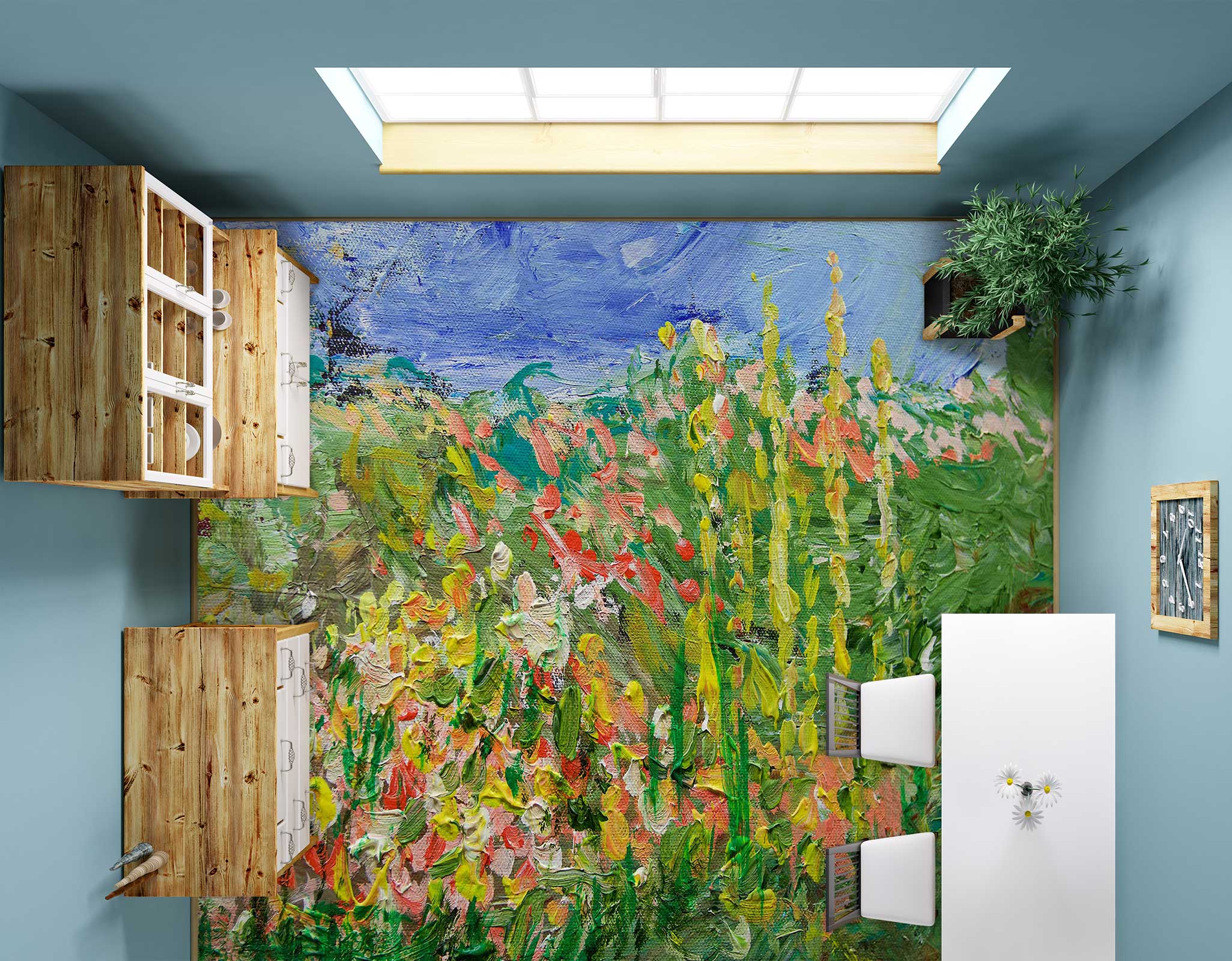 3D Oil Painting Meadow Flowers 9658 Allan P. Friedlander Floor Mural  Wallpaper Murals Self-Adhesive Removable Print Epoxy