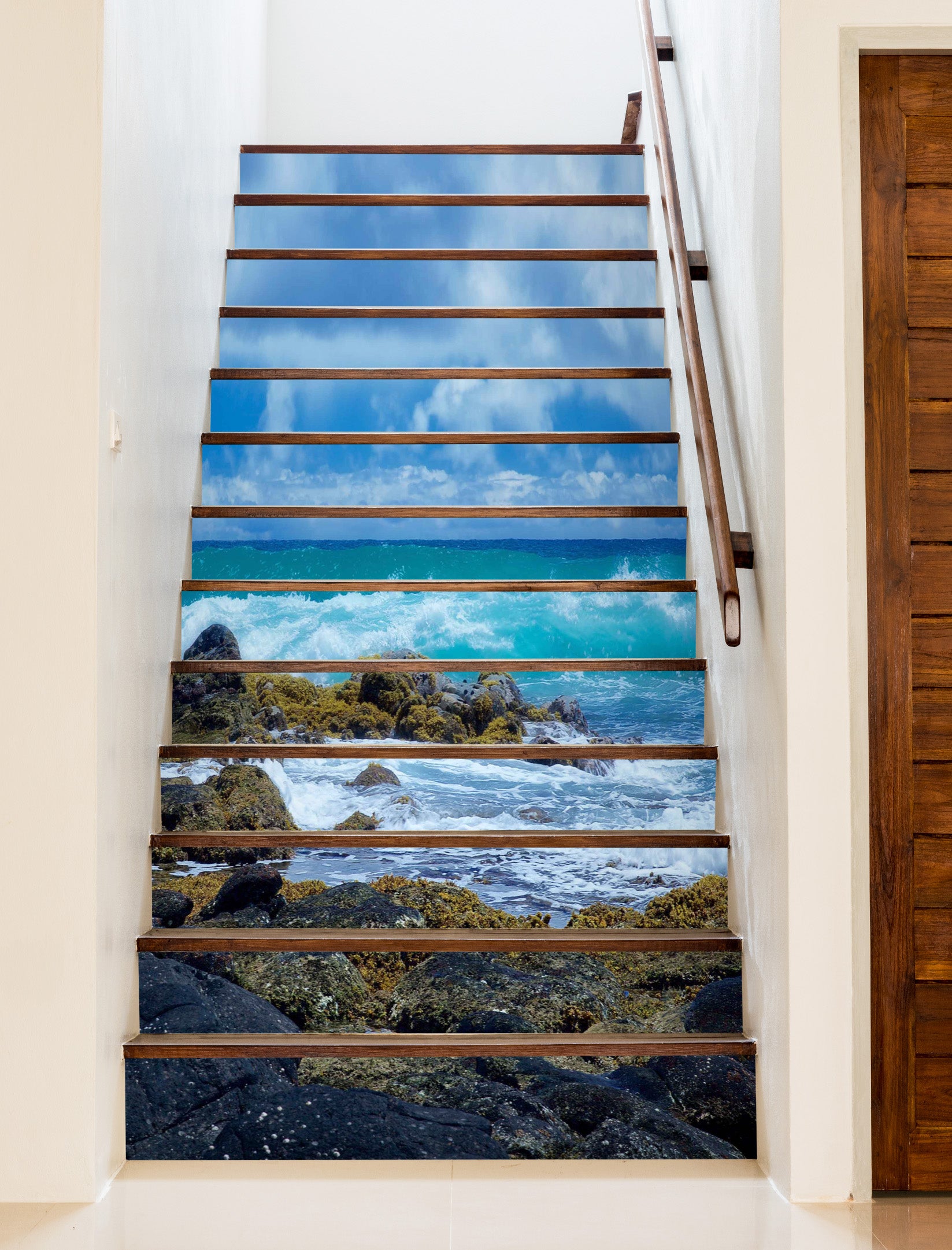 3D Seaside Reef Waves 94127 Kathy Barefield Stair Risers