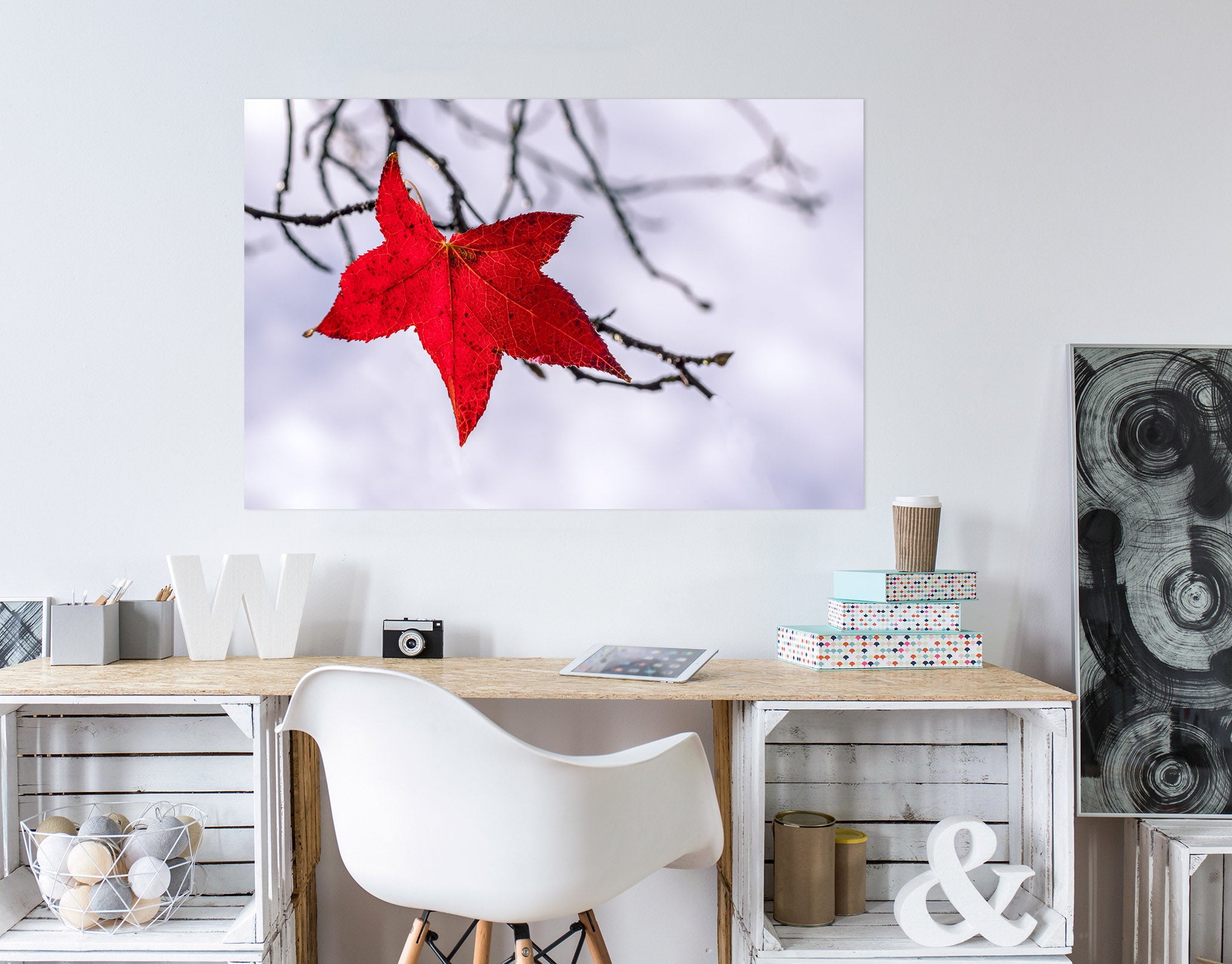 3D Red Leaf 195 Marco Carmassi Wall Sticker