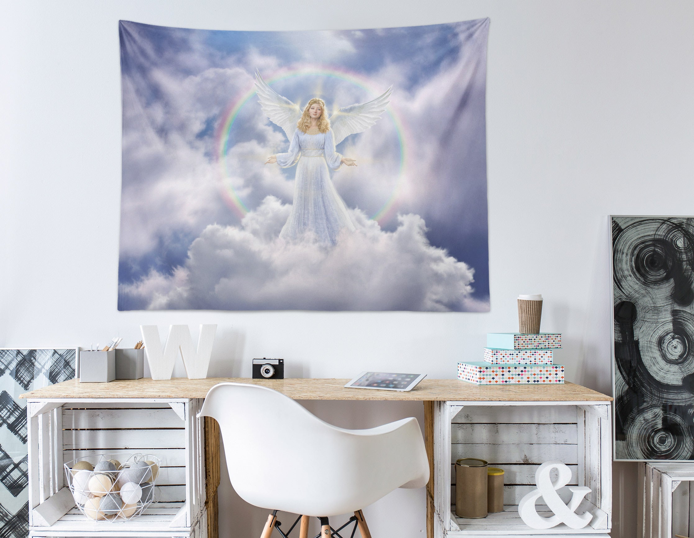 3D Rainbow Cloud Angel 111124 Jerry LoFaro Tapestry Hanging Cloth Hang