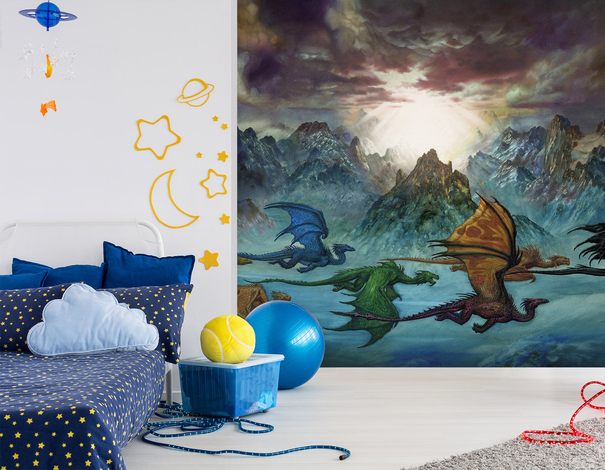 3D Mountain Peak Color Dragon 7066 Ciruelo Wall Mural Wall Murals