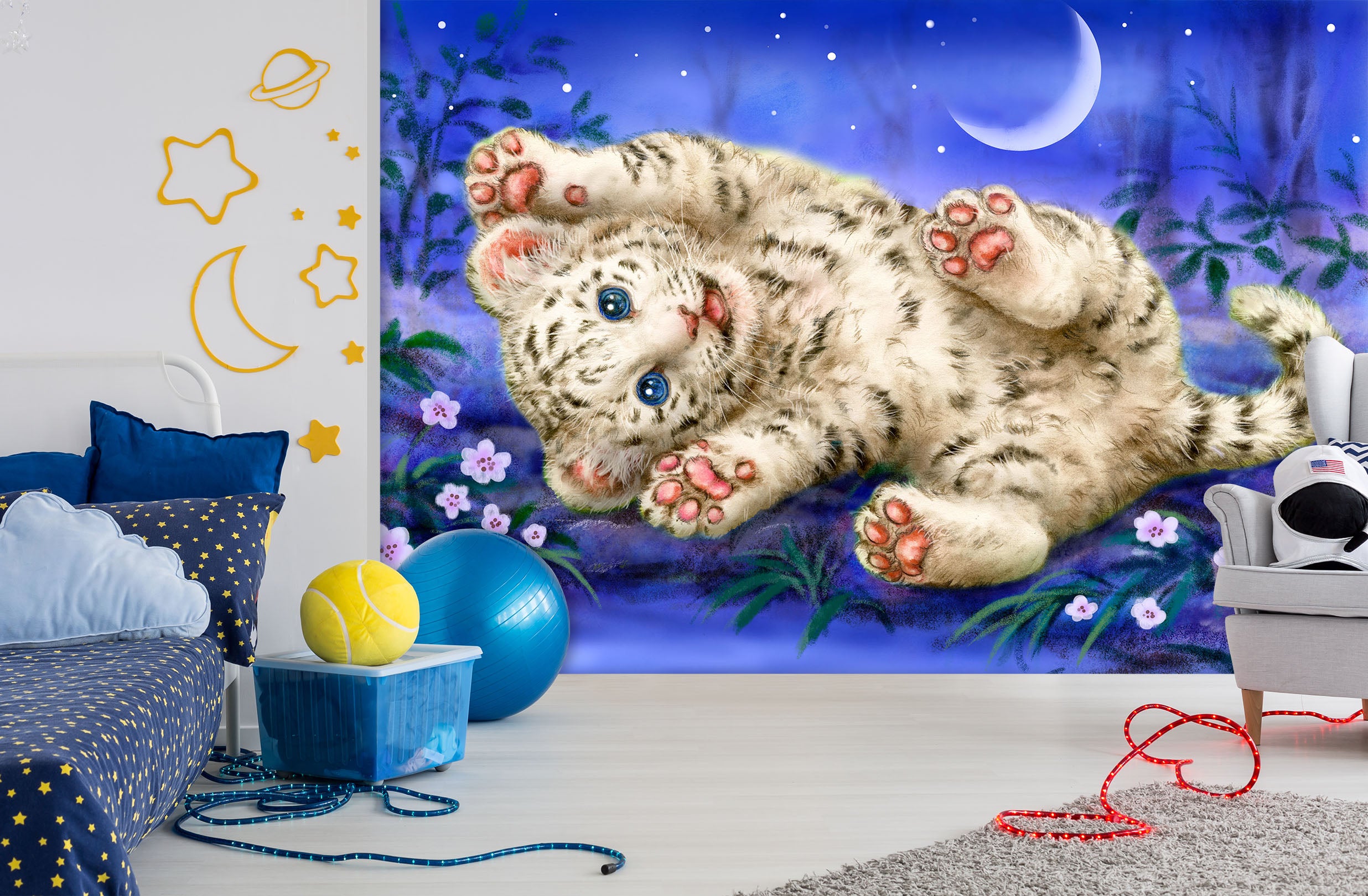 3D Cute Lion Moon 5404 Kayomi Harai Wall Mural Wall Murals