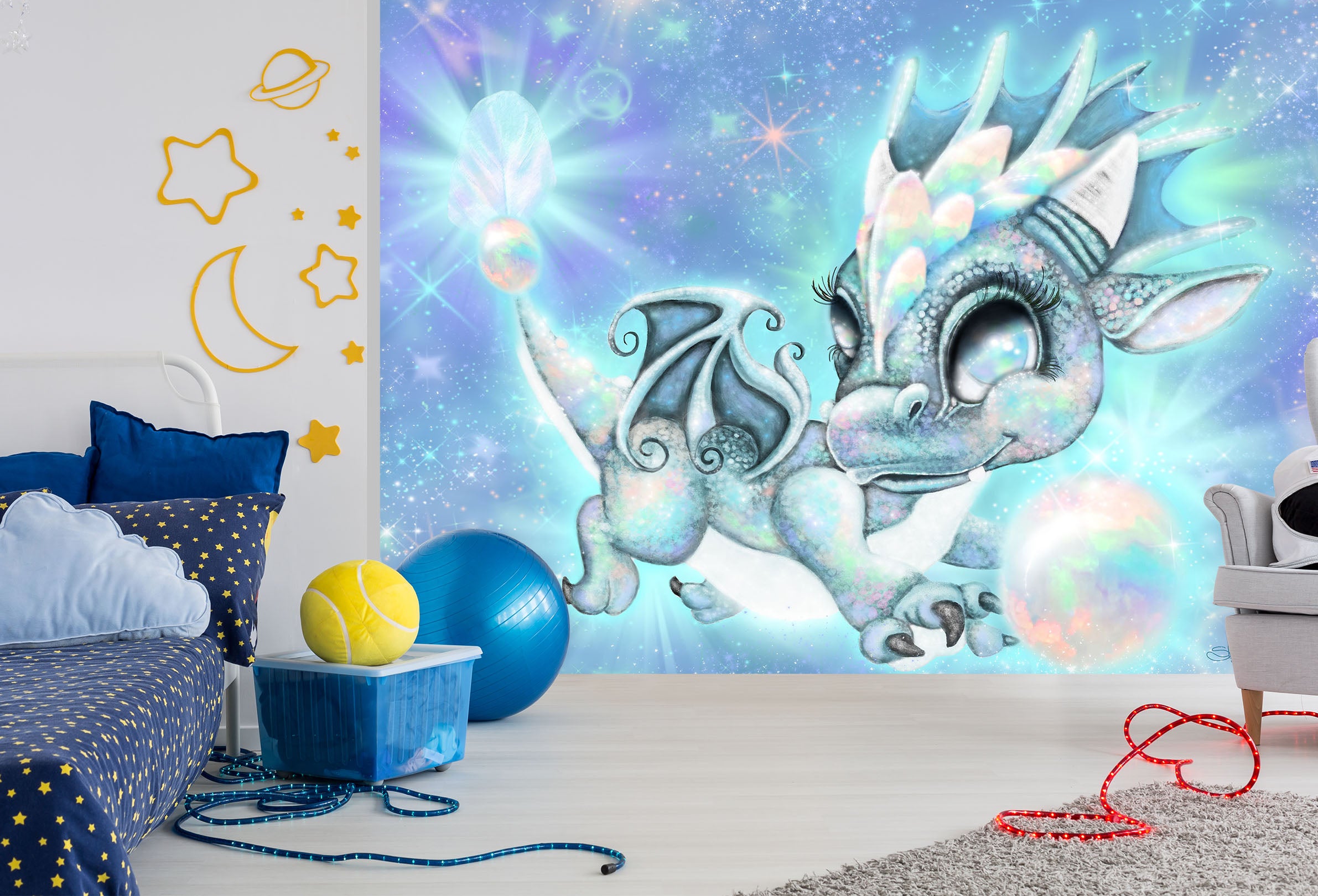 3D Color Star Dragon 8413 Sheena Pike Wall Mural Wall Murals