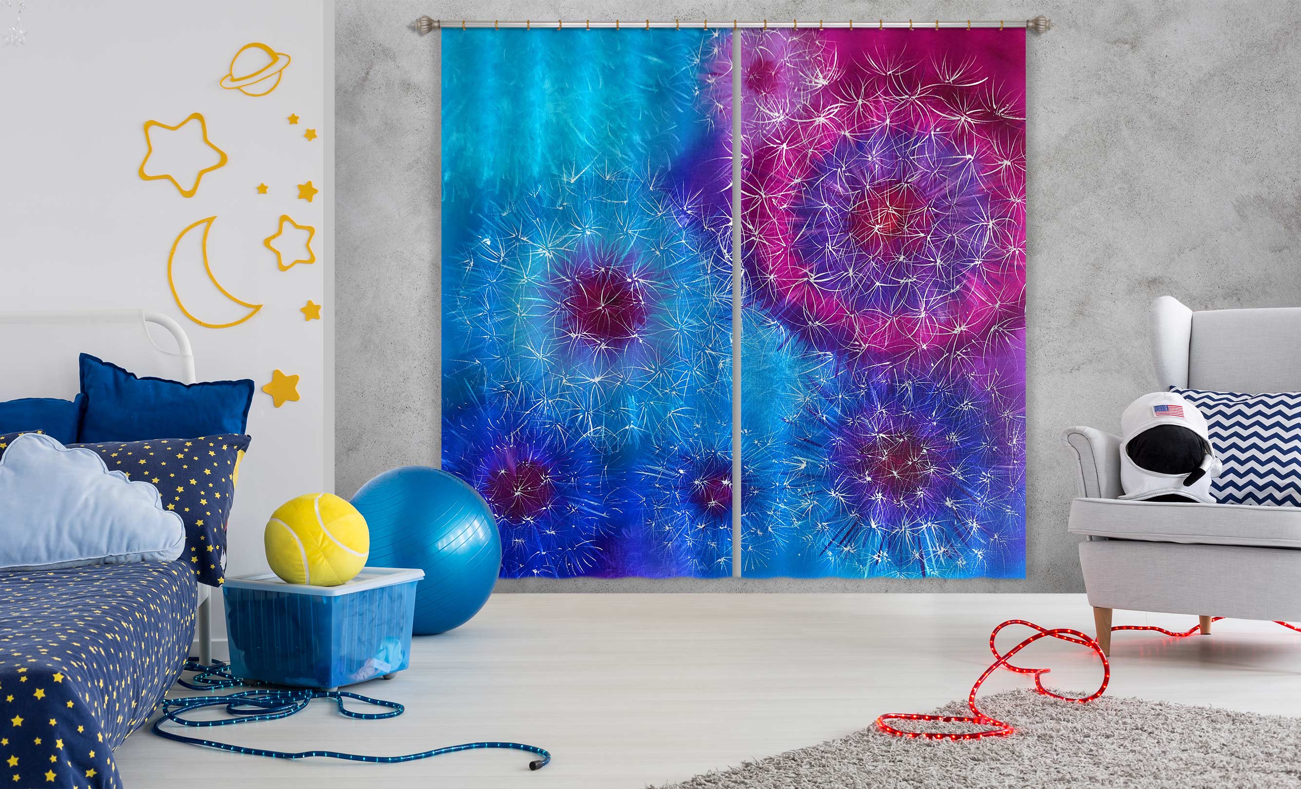 3D Purple Dandelion 364 Skromova Marina Curtain Curtains Drapes