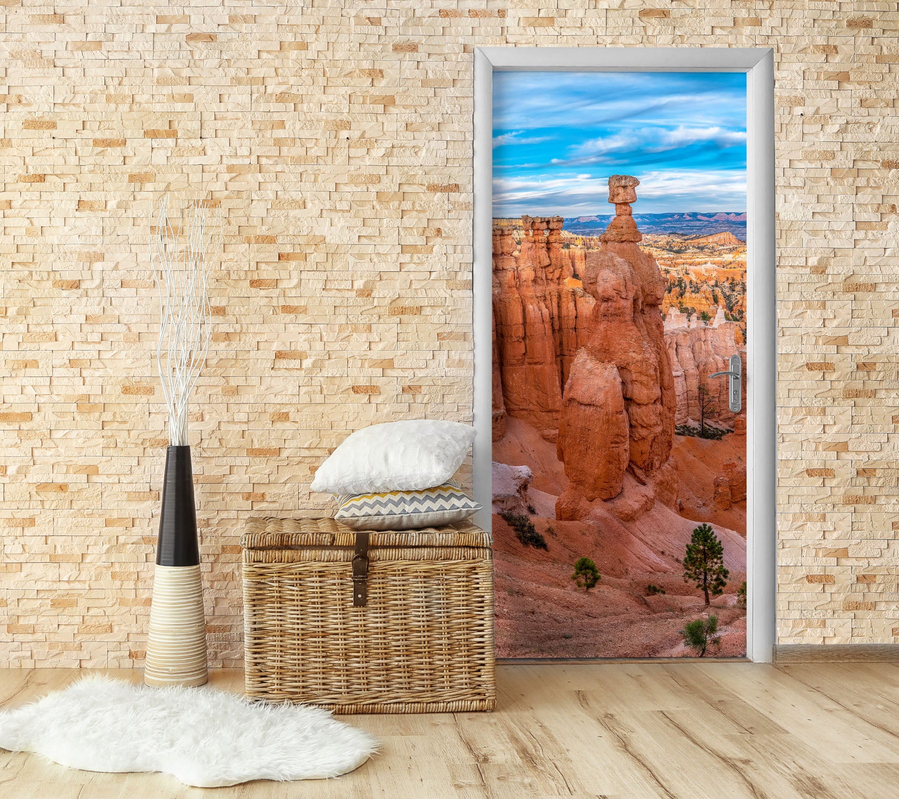 3D Red Rock Tree 119217 Marco Carmassi Door Mural