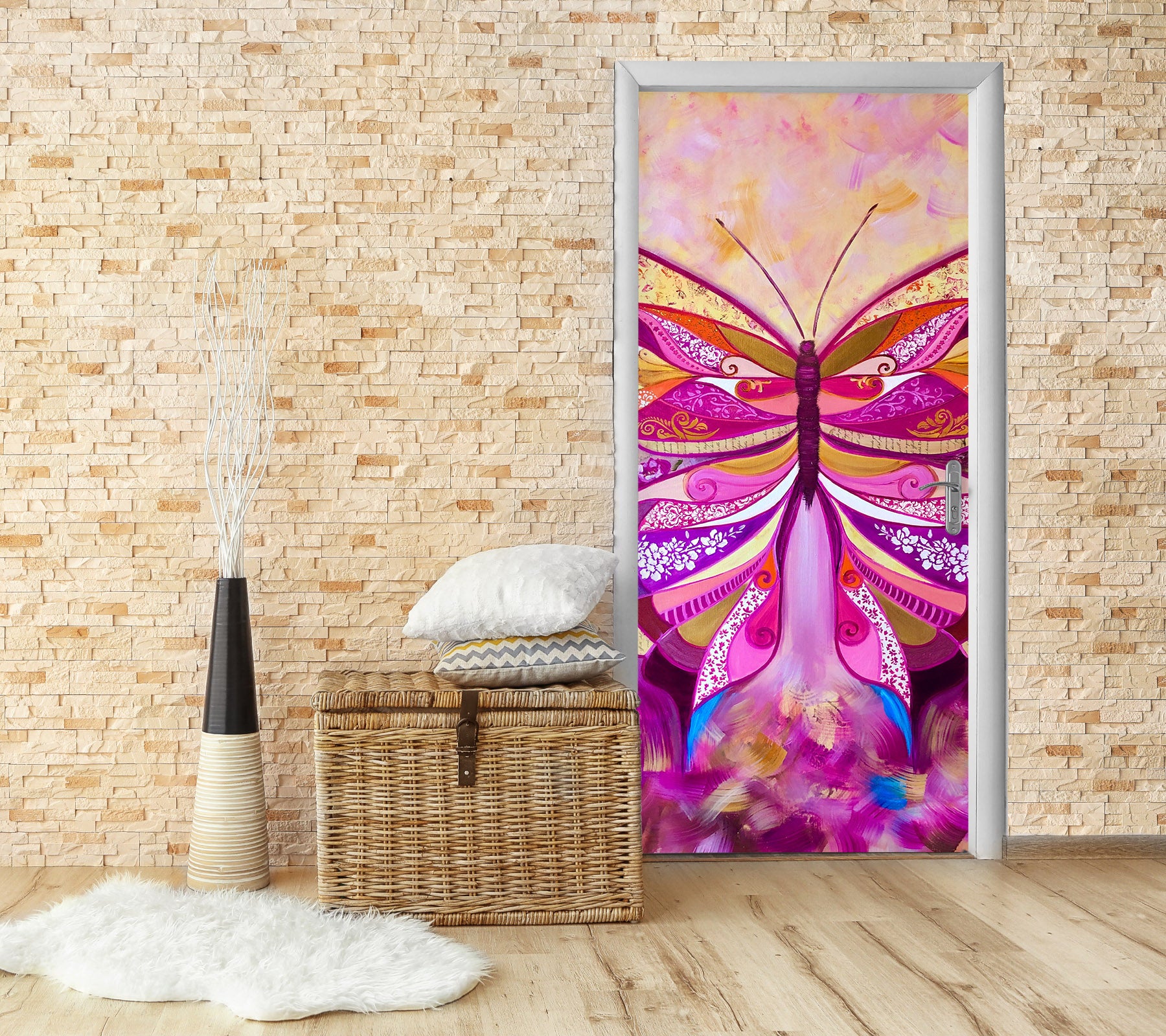 3D Purple Butterfly 3284 Skromova Marina Door Mural