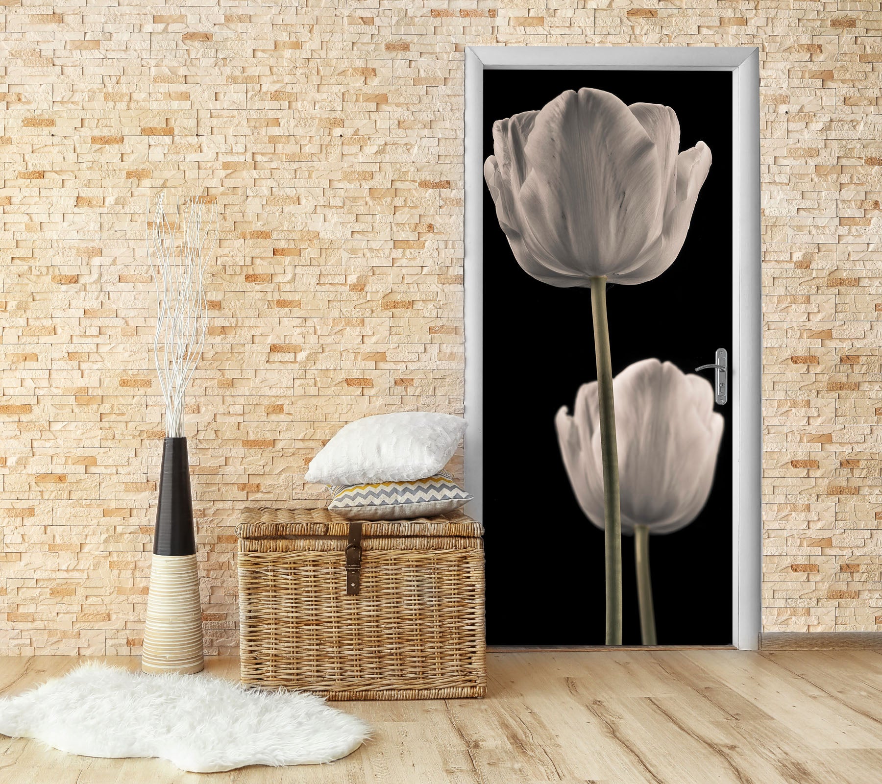 3D White Bud 5020 Assaf Frank Door Mural