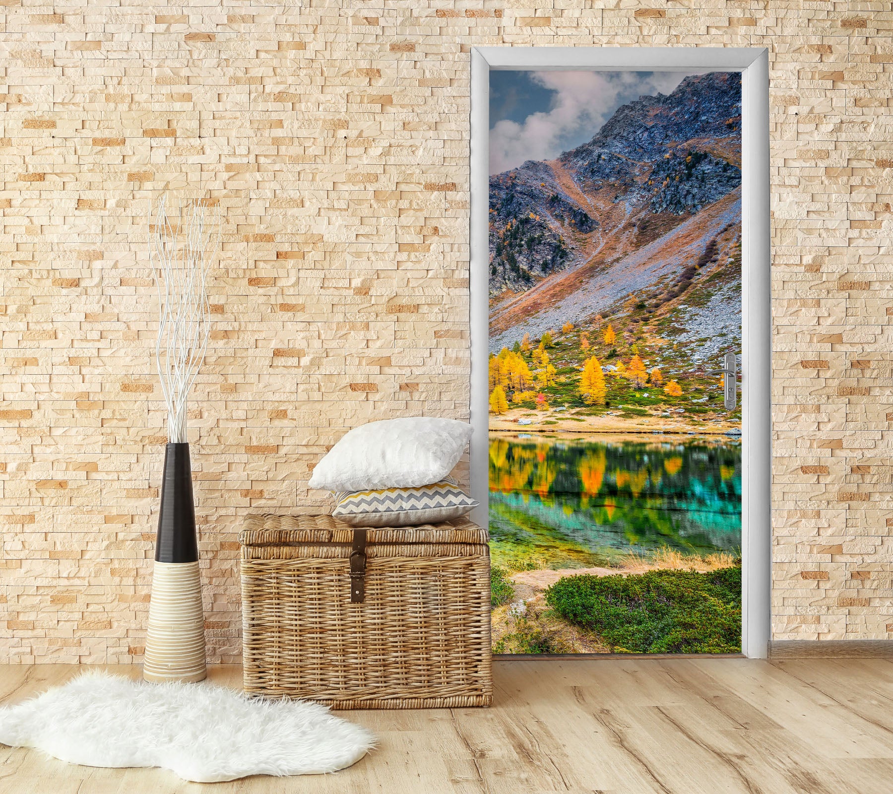 3D Lawn River Mountains 11421 Marco Carmassi Door Mural