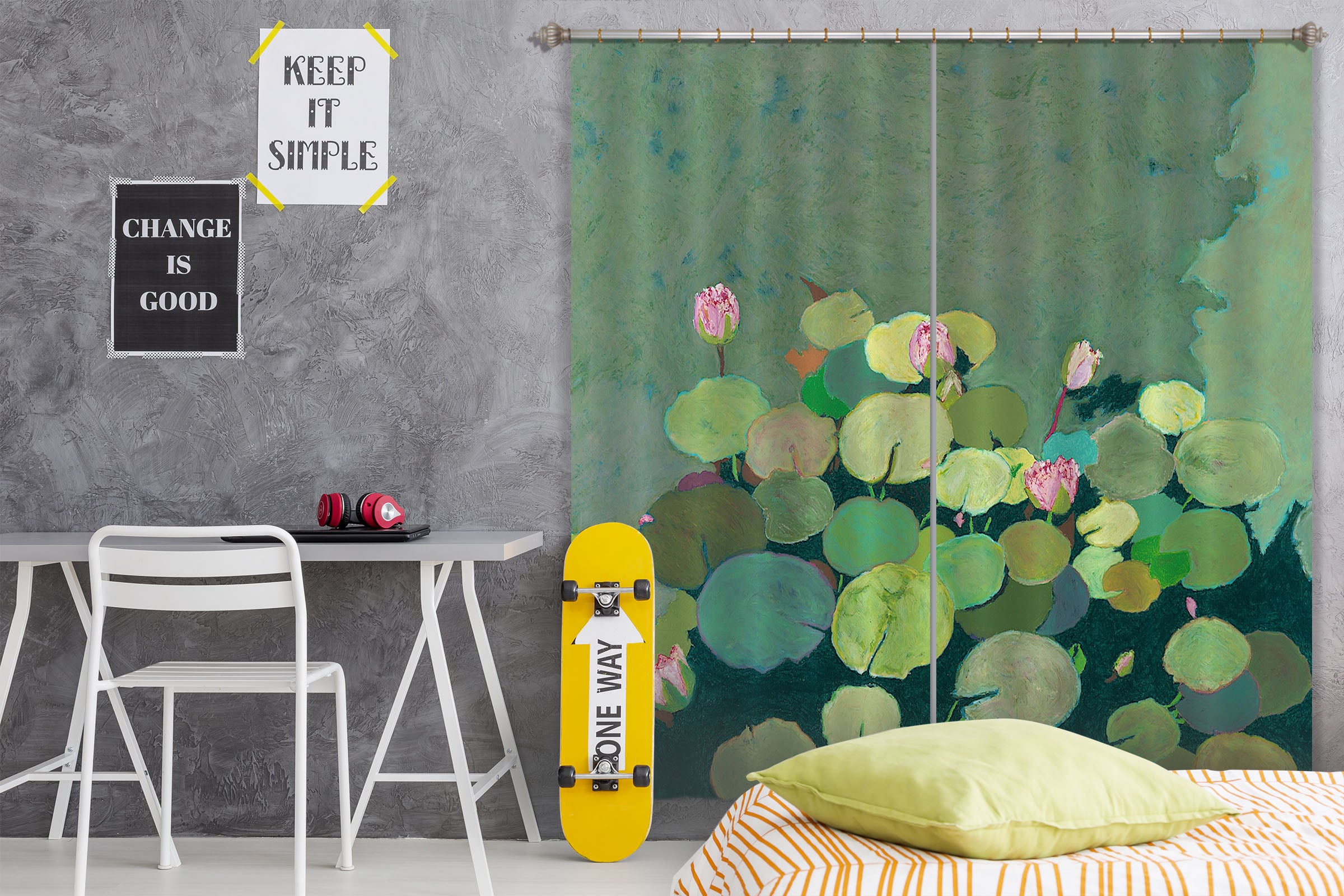 3D Lotus Pond 276 Allan P. Friedlander Curtain Curtains Drapes