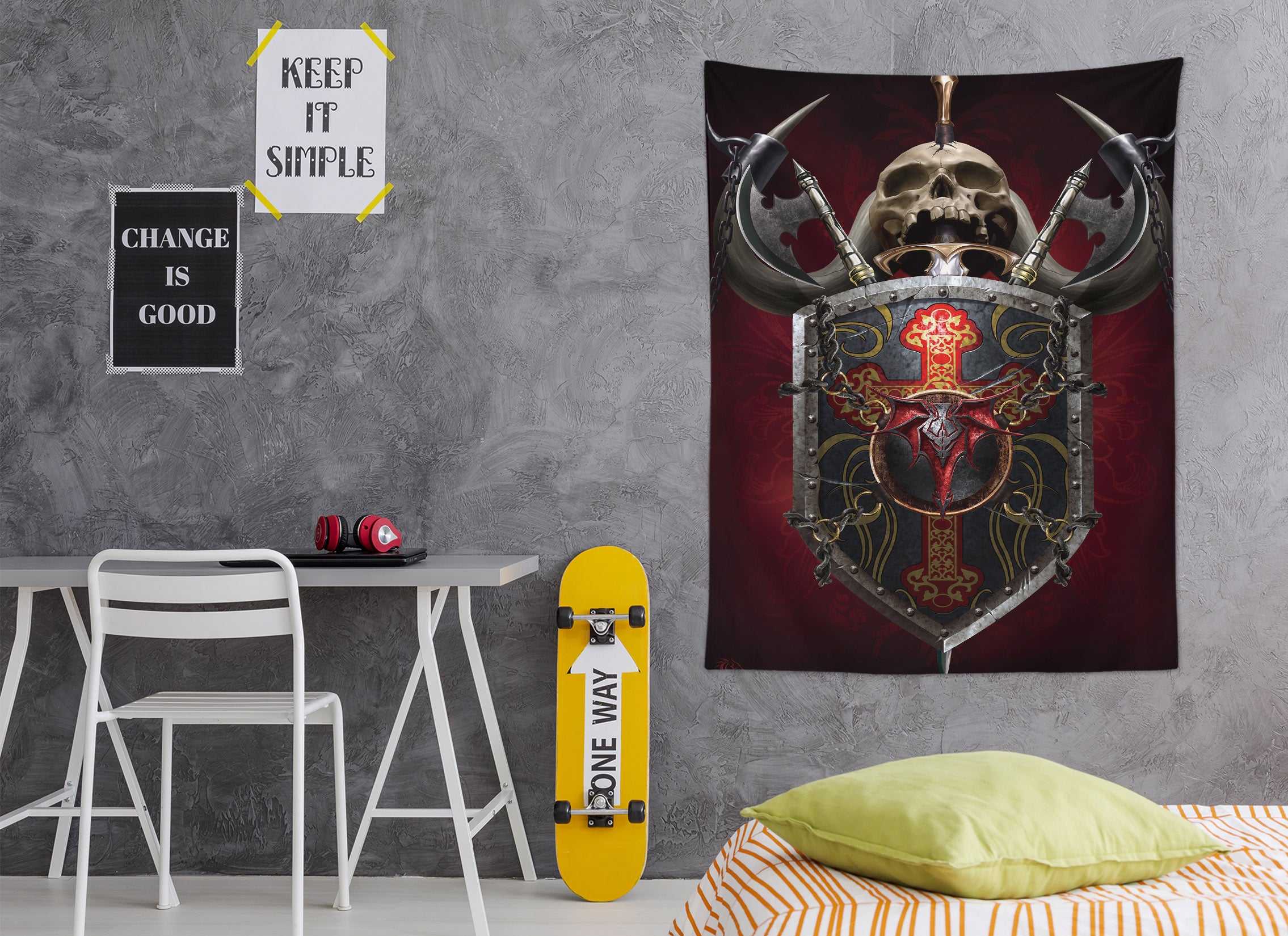 3D Skeleton Shield 121175 Tom Wood Tapestry Hanging Cloth Hang