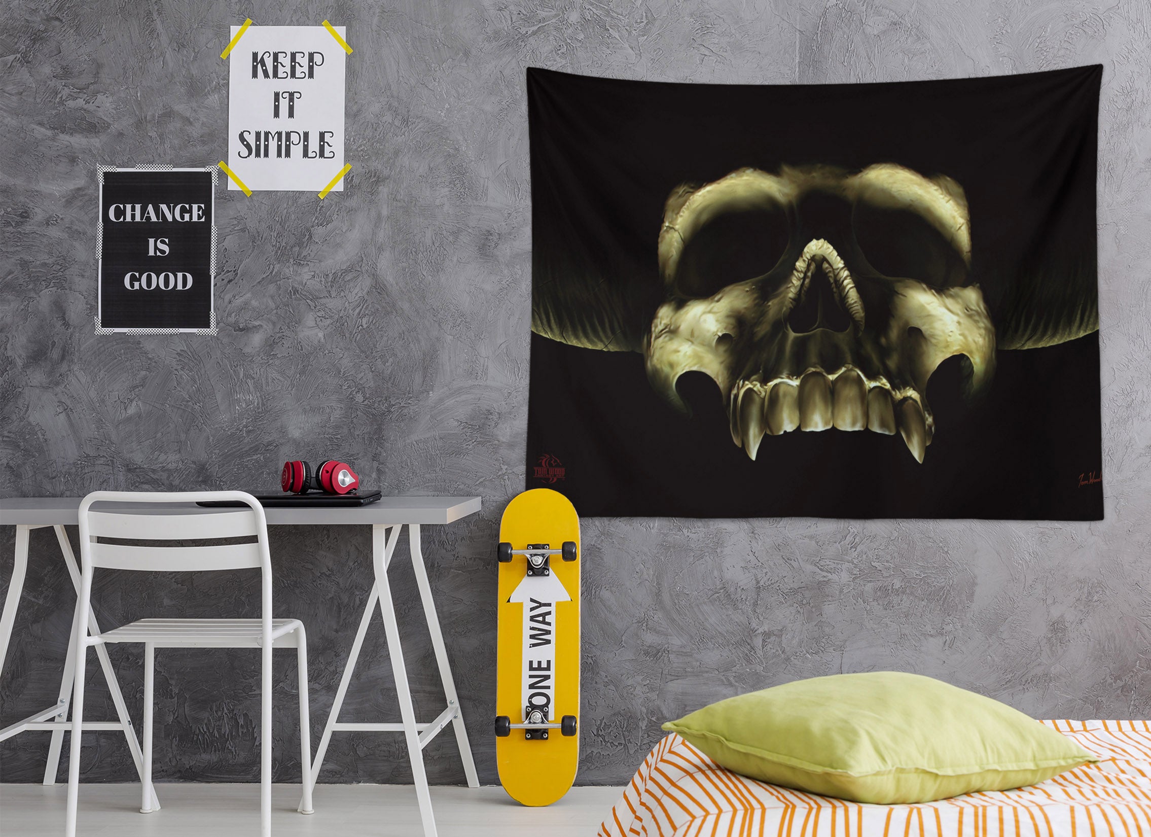 3D Skull 121210 Tom Wood Tapestry Hanging Cloth Hang